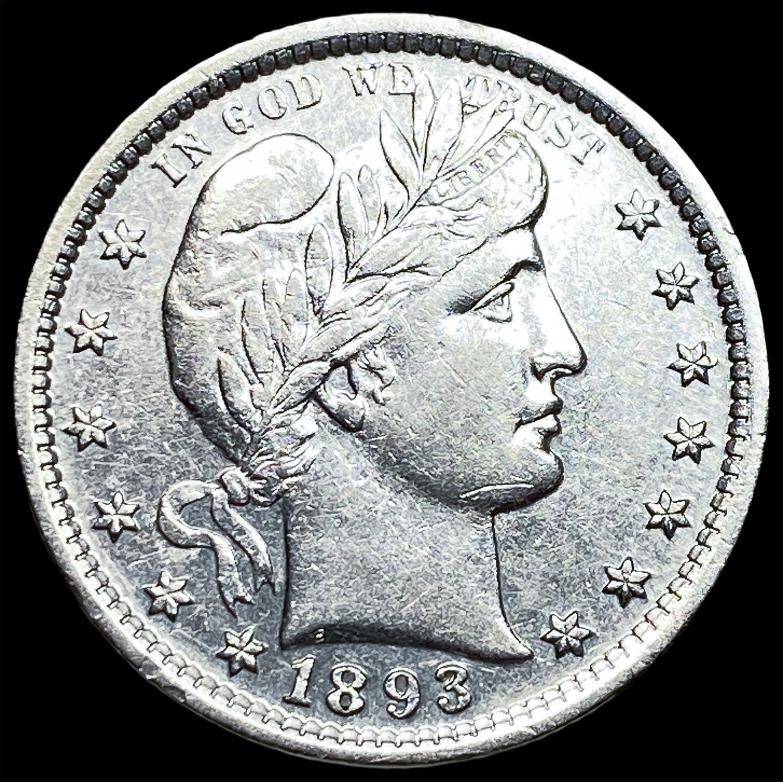 1893 Silver Barber Quarter CLOSELY UNCIRCULATED: 1893 Silver Barber Quarter CLOSELY UNCIRCULATED