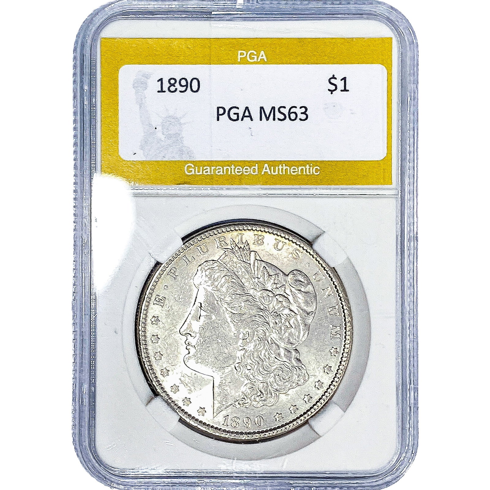 1890 Morgan Silver Dollar PGA MS63: 1890 Morgan Silver Dollar PGA MS63