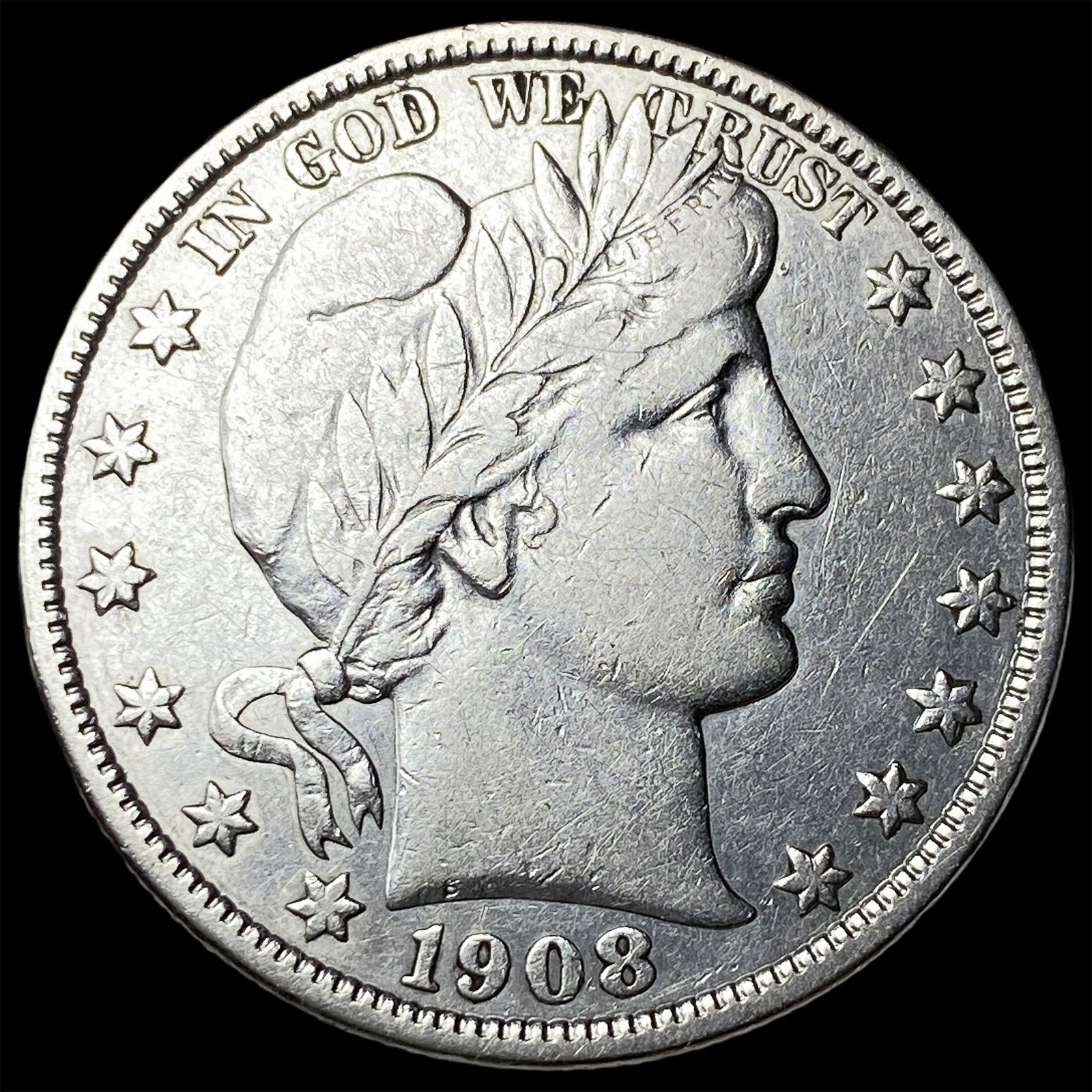 1908-O Silver Barber Half Dollar NEARLY UNCIRCULATED: 1908-O Silver Barber Half Dollar NEARLY UNCIRCULATED