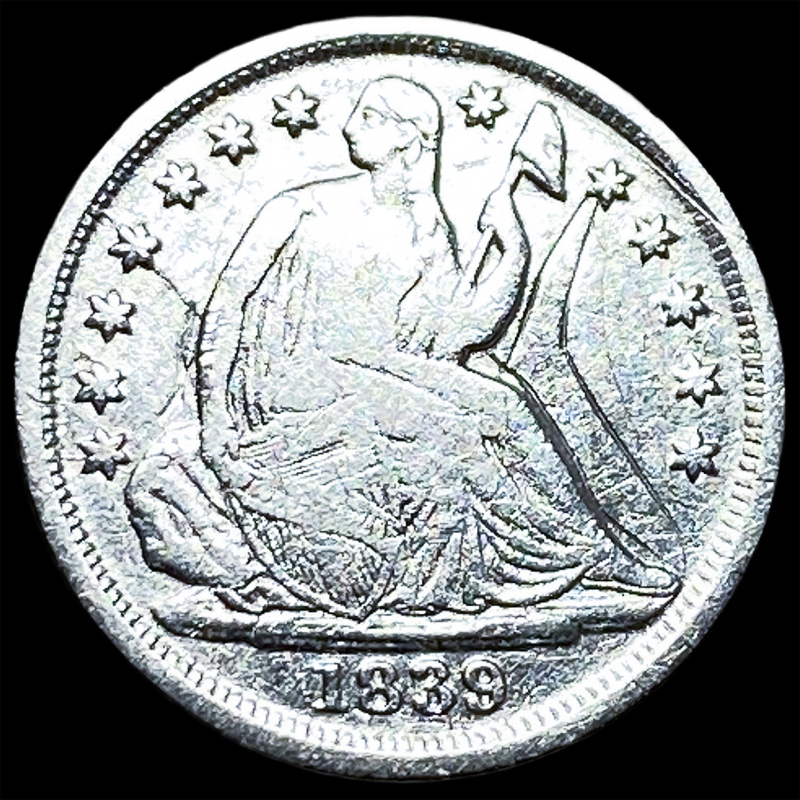 1839-O Silver Seated Liberty Half Dime LIGHTLY CIRCULATED (1 of 2)