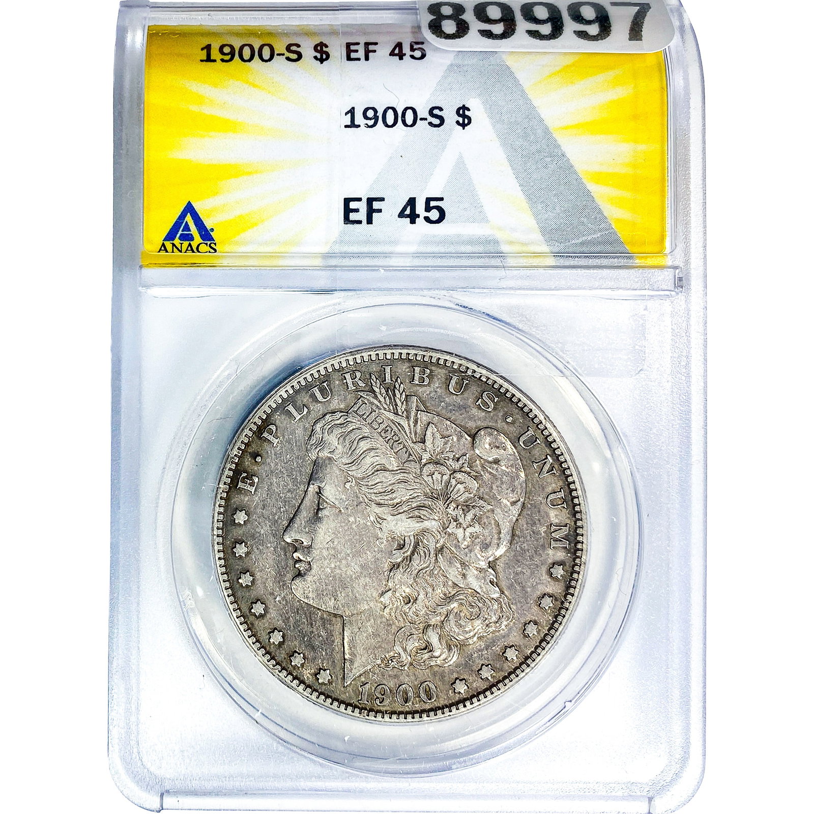1900-S Morgan Silver Dollar ANACS EF45: 1900-S Morgan Silver Dollar ANACS EF45