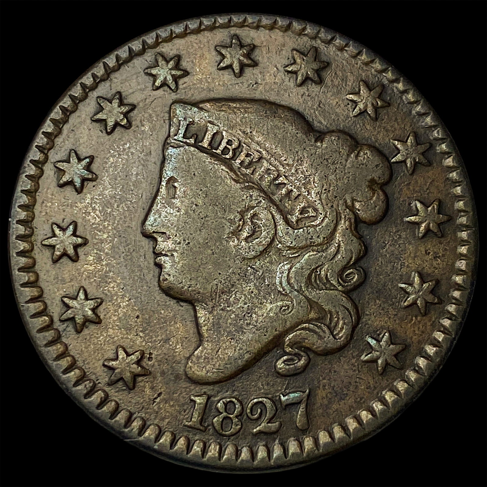 1827 Coronet Head Large Cent LIGHTLY CIRCULATED: 1827 Coronet Head Large Cent LIGHTLY CIRCULATED
