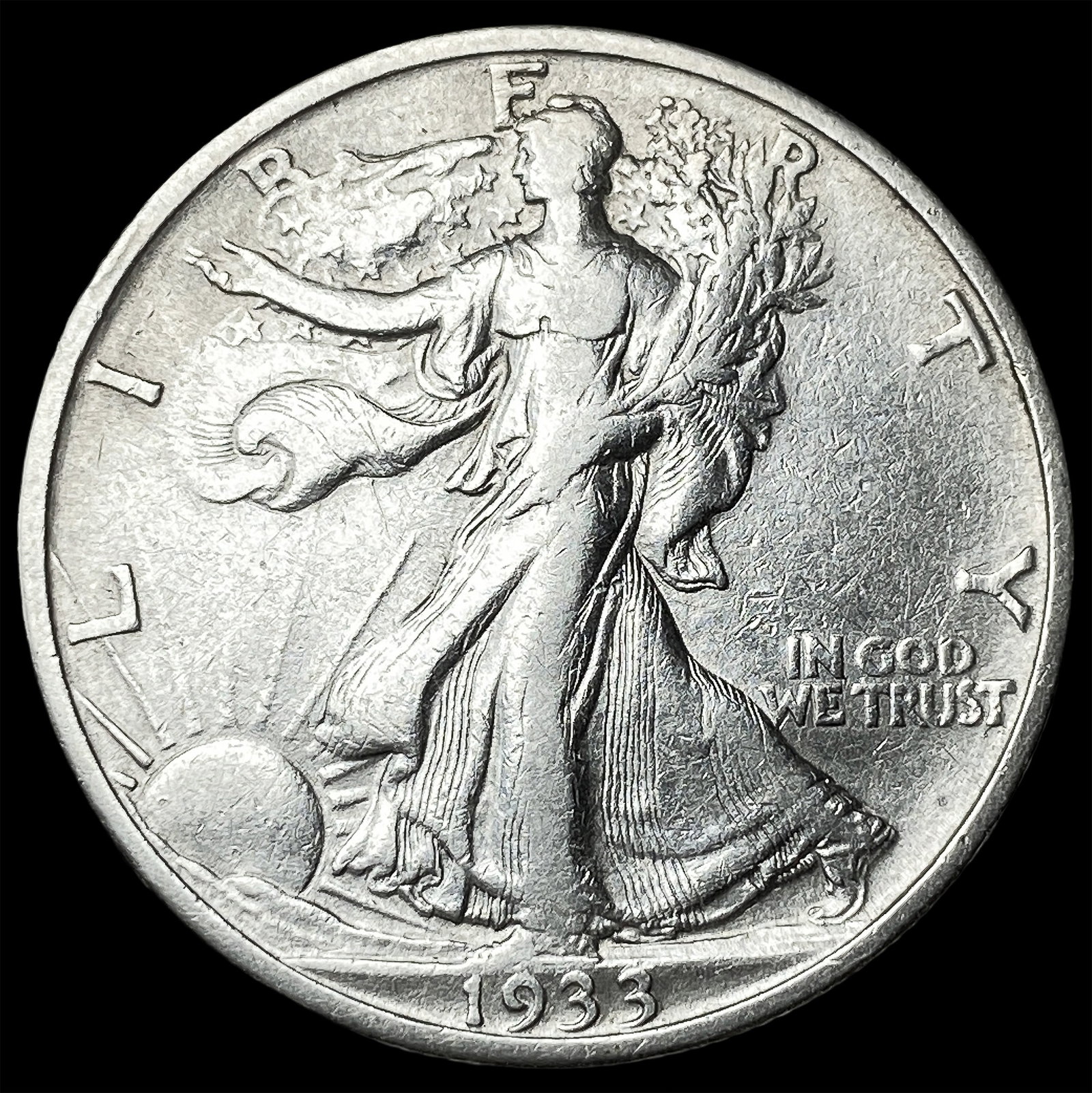1933-S Silver Walking Liberty Half Dollar NEARLY UNCIRCULATED: 1933-S Silver Walking Liberty Half Dollar NEARLY UNCIRCULATED