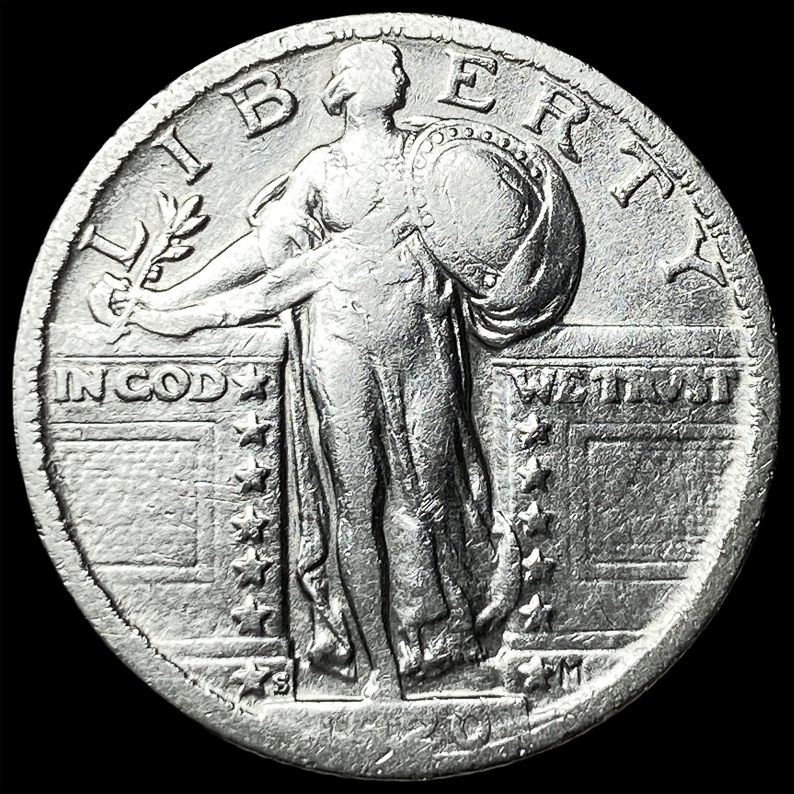 1920-S Silver Standing Liberty Quarter NEARLY UNCIRCULATED: 1920-S Silver Standing Liberty Quarter NEARLY UNCIRCULATED