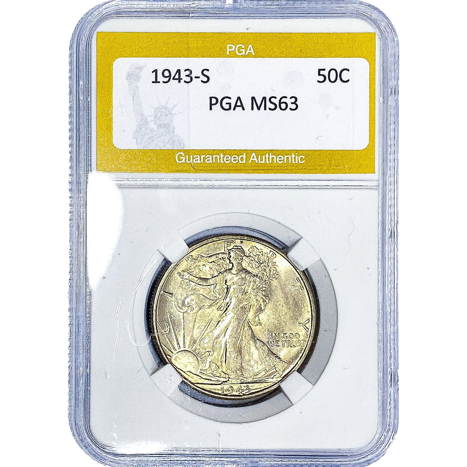 1943-S Walking Liberty Half Dollar PGA MS63: 1943-S Walking Liberty Half Dollar PGA MS63
