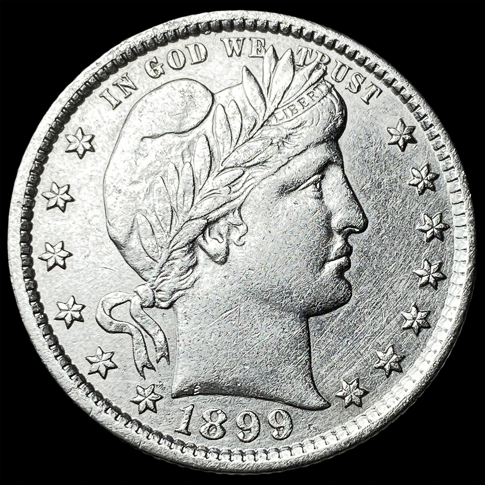 1899 Silver Barber Quarter CLOSELY UNCIRCULATED: 1899 Silver Barber Quarter CLOSELY UNCIRCULATED