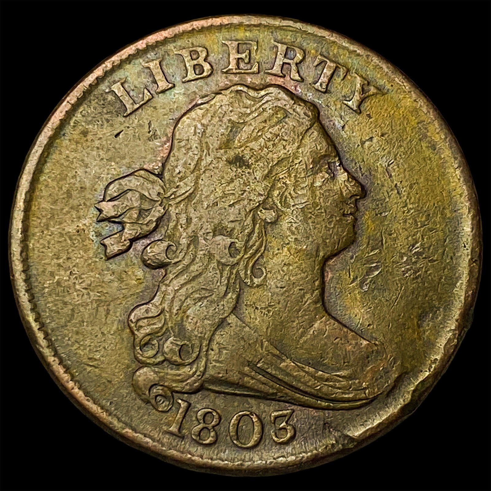 1803 Draped Bust Half Cent NEARLY UNCIRCULATED: 1803 Draped Bust Half Cent NEARLY UNCIRCULATED