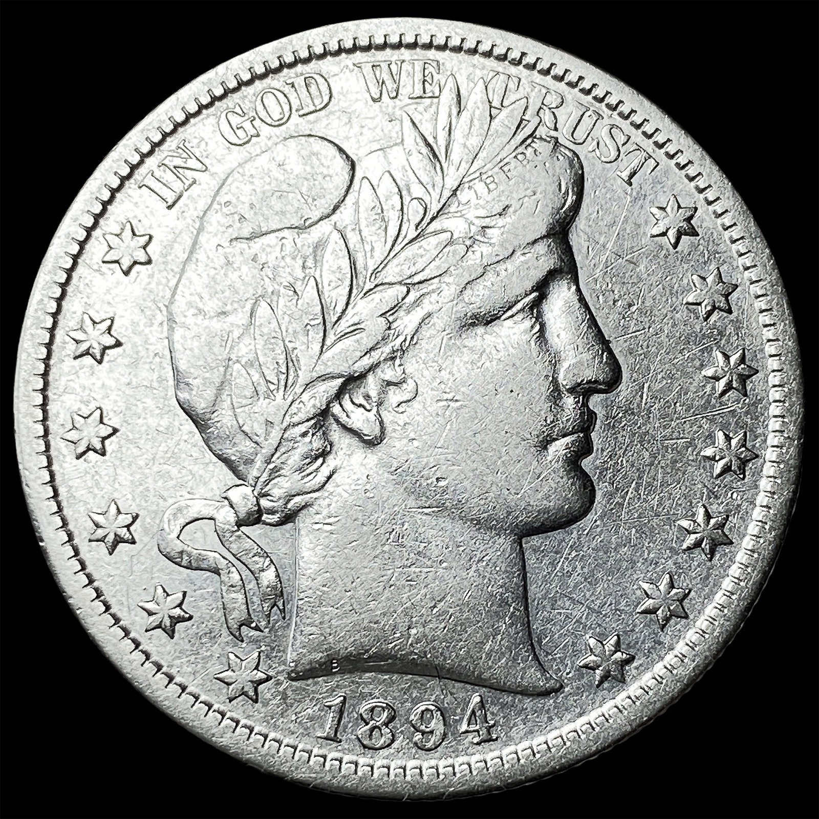 1894-S Silver Barber Half Dollar NEARLY UNCIRCULATED: 1894-S Silver Barber Half Dollar NEARLY UNCIRCULATED
