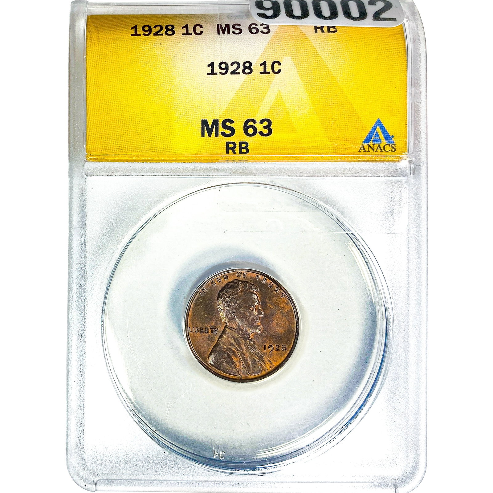 1928 Wheat Cent ANACS MS63 RB: 1928 Wheat Cent ANACS MS63 RB