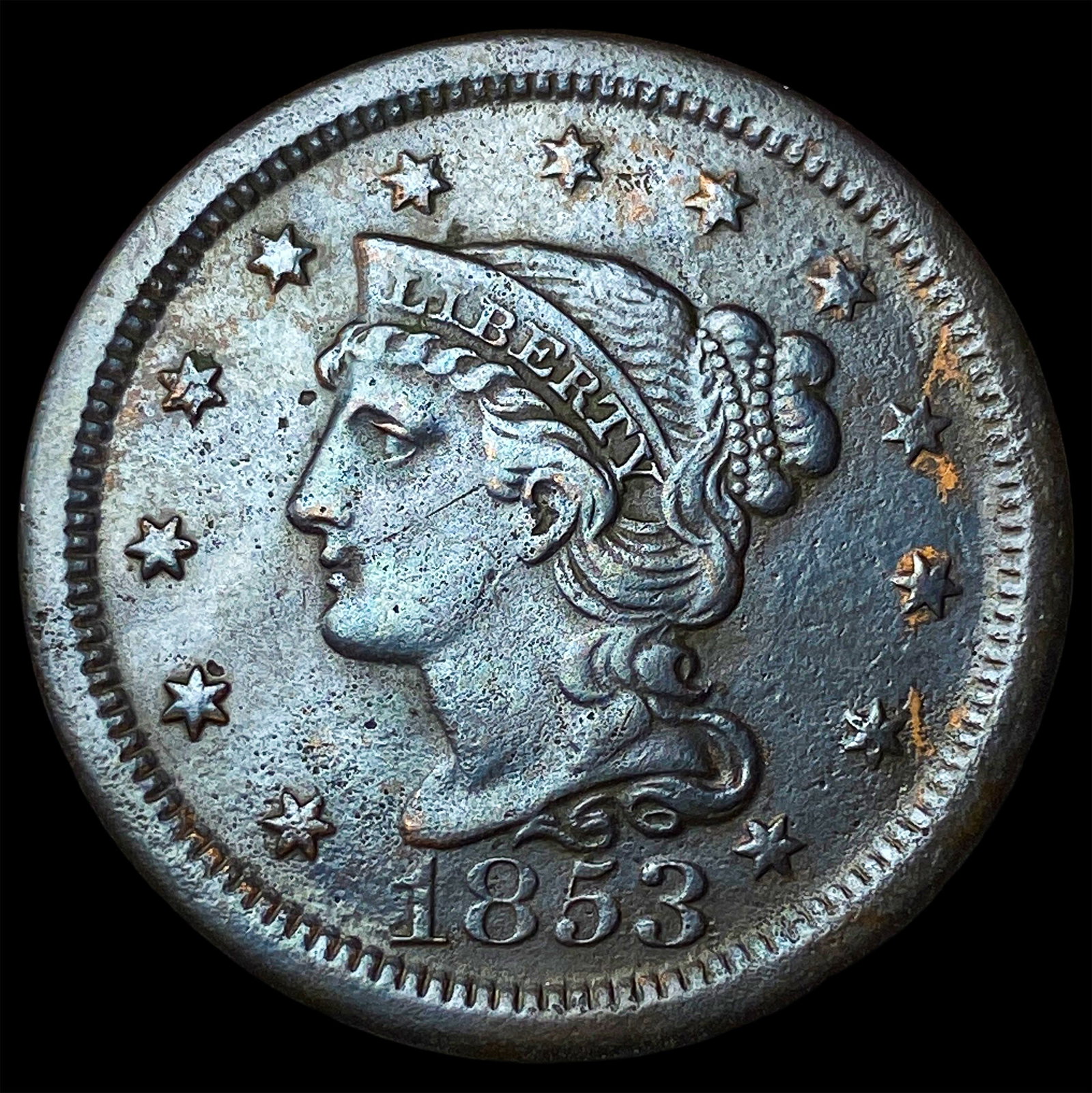 1853 Braided Hair Large Cent NEARLY UNCIRCULATED: 1853 Braided Hair Large Cent NEARLY UNCIRCULATED