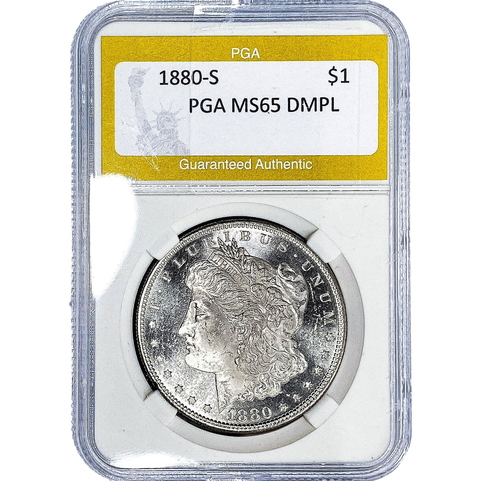 1880-S Morgan Silver Dollar PGA MS65 DMPL: 1880-S Morgan Silver Dollar PGA MS65 DMPL