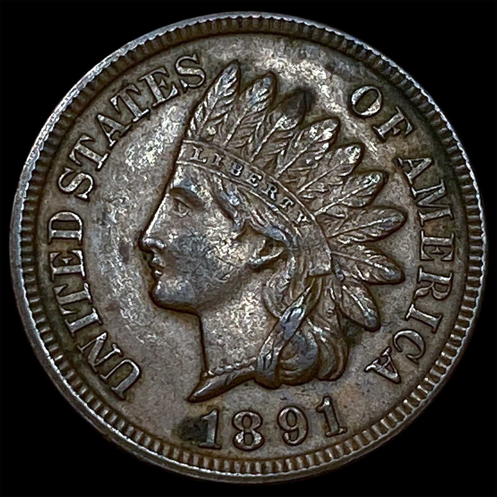 1891 Indian Head Cent CLOSELY UNCIRCULATED: 1891 Indian Head Cent CLOSELY UNCIRCULATED