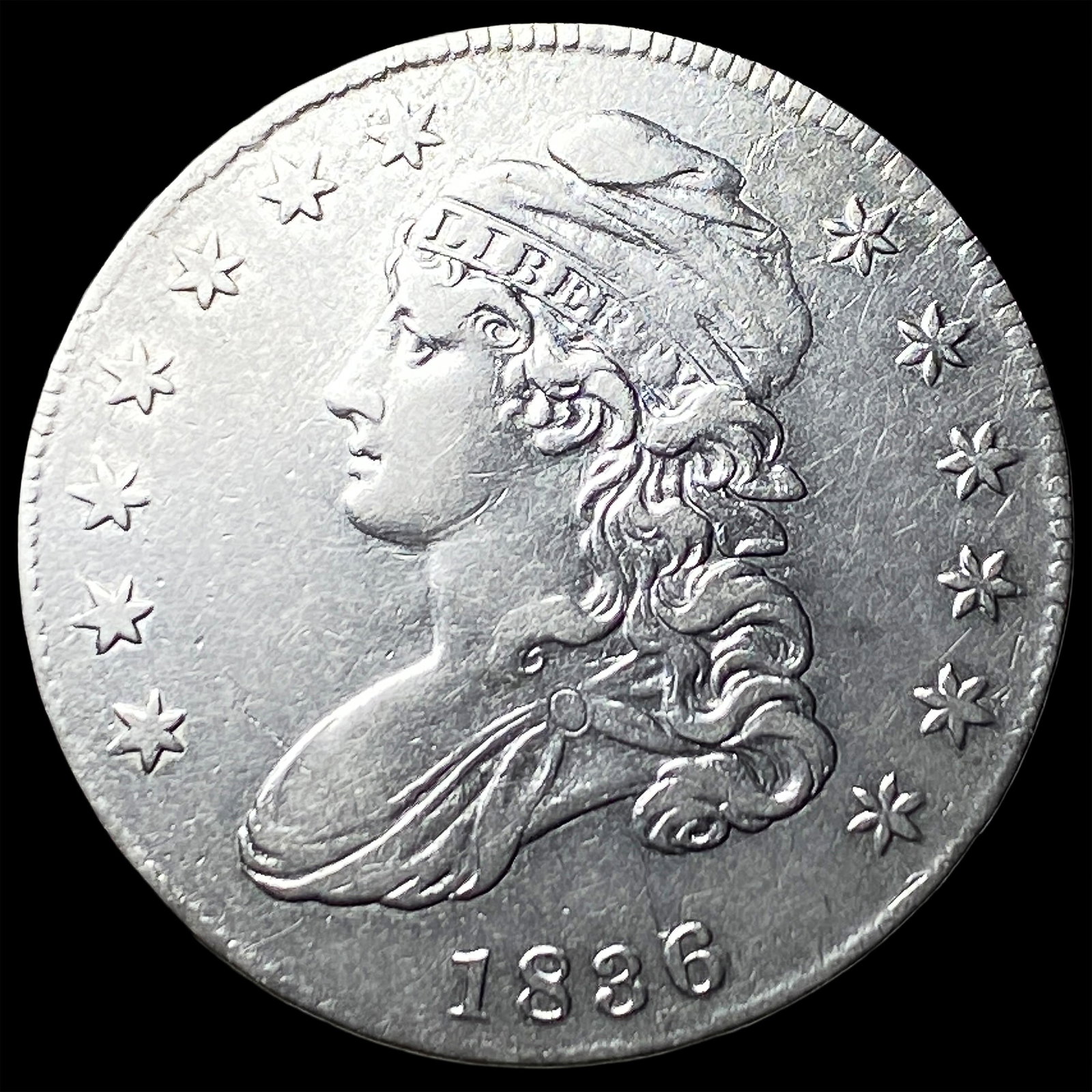 1836 Capped Bust Half Dollar CLOSELY UNCIRCULATED: 1836 Capped Bust Half Dollar CLOSELY UNCIRCULATED