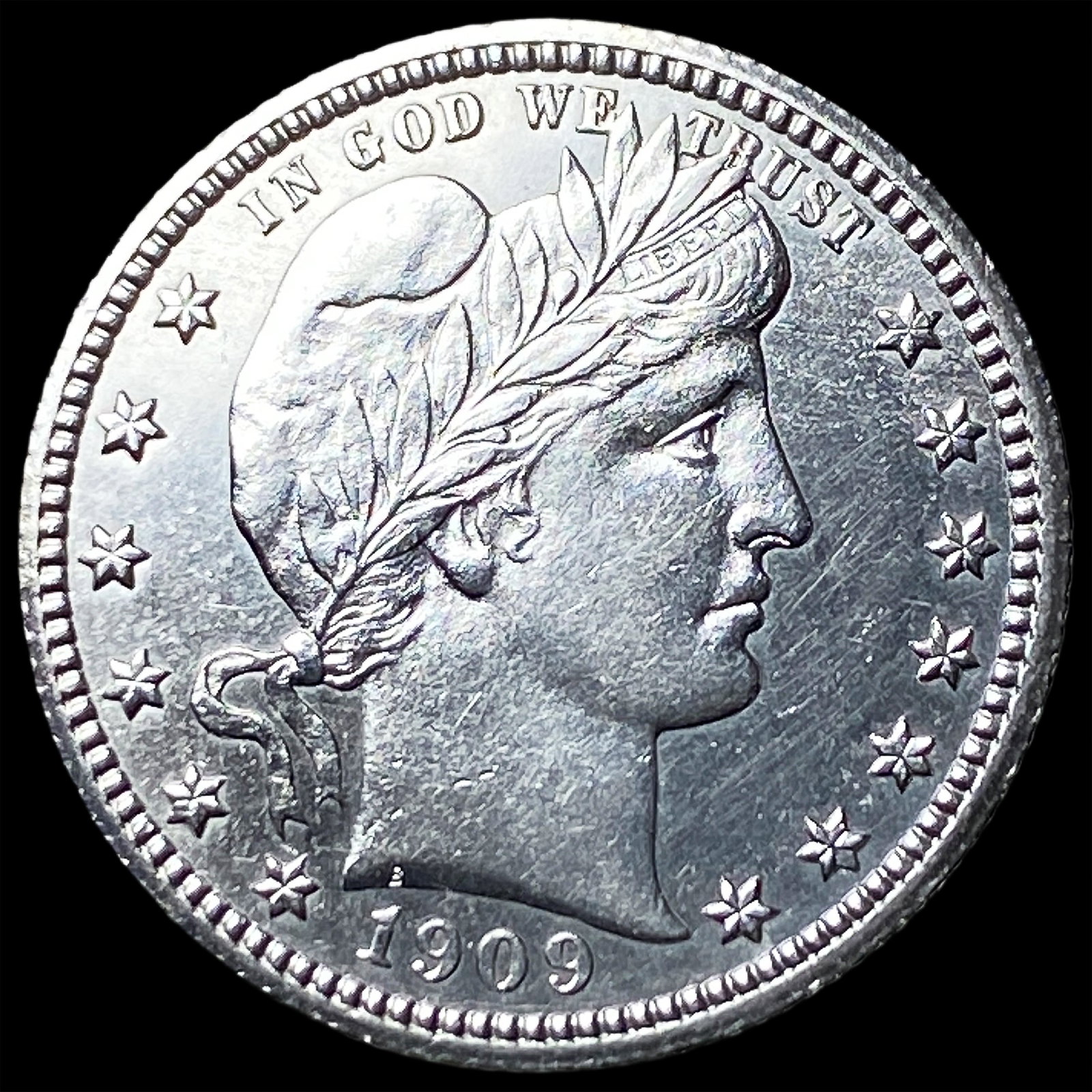1909 Silver Barber Quarter CHOICE AU: 1909 Silver Barber Quarter CHOICE AU