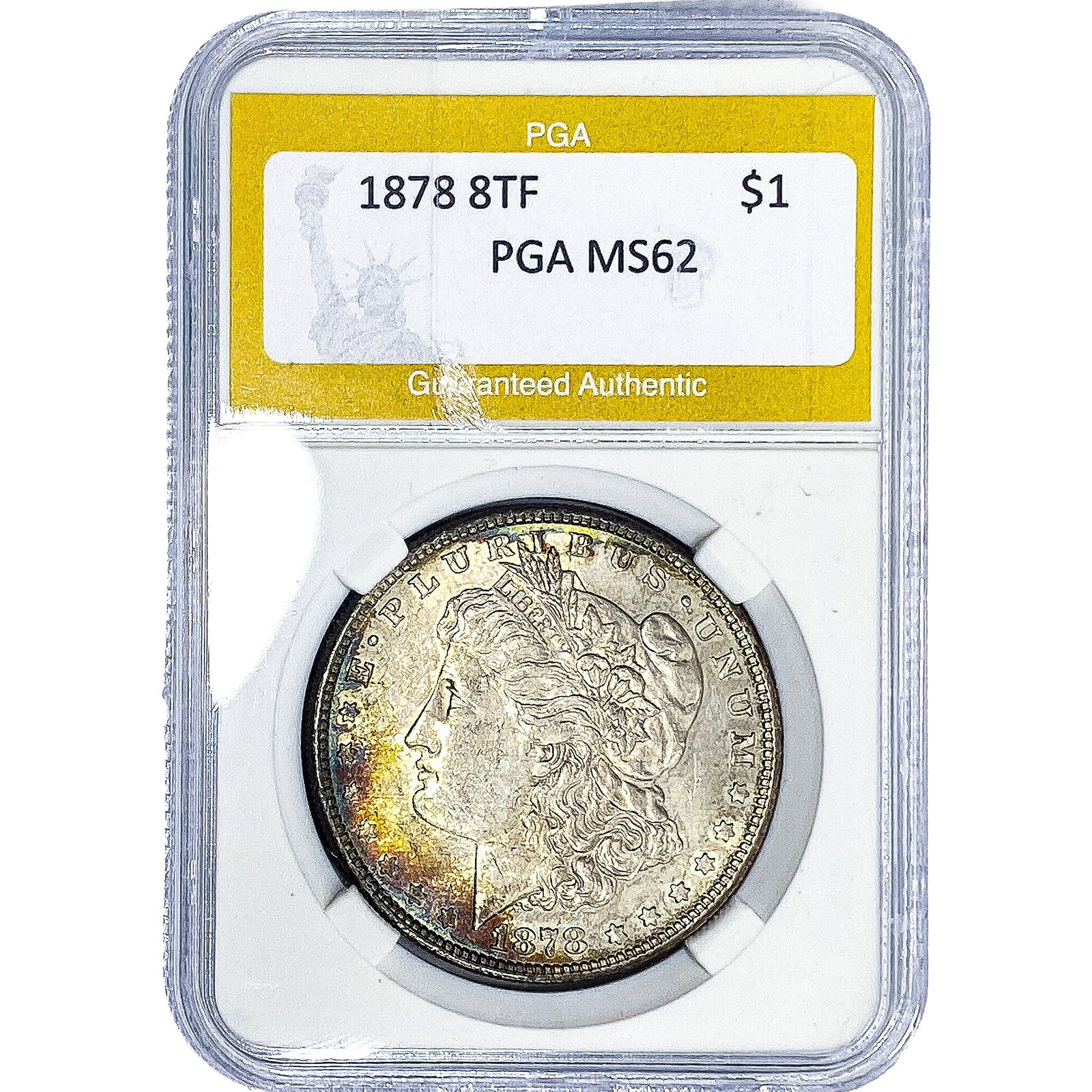 1878 8TF Morgan Silver Dollar PGA MS62: 1878 8TF Morgan Silver Dollar PGA MS62