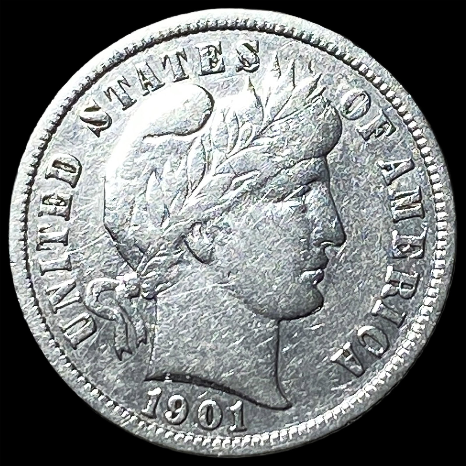 1901-S Silver Barber Dime NEARLY UNCIRCULATED: 1901-S Silver Barber Dime NEARLY UNCIRCULATED