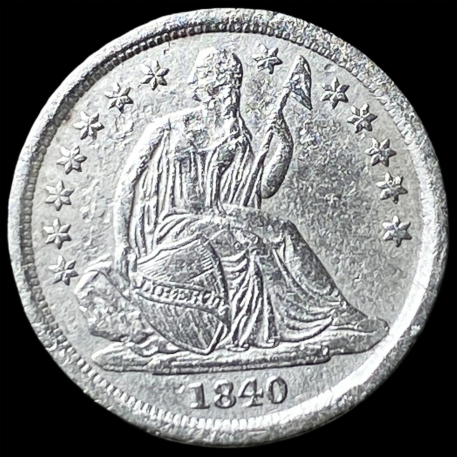 1840 Seated Liberty Dime CLOSELY UNCIRCULATED: 1840 Seated Liberty Dime CLOSELY UNCIRCULATED