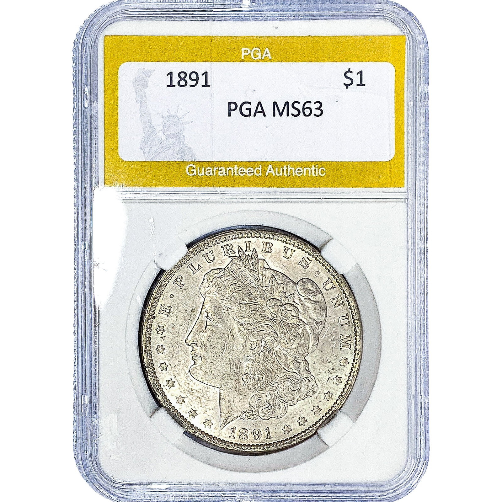1891 Morgan Silver Dollar PGA MS63: 1891 Morgan Silver Dollar PGA MS63