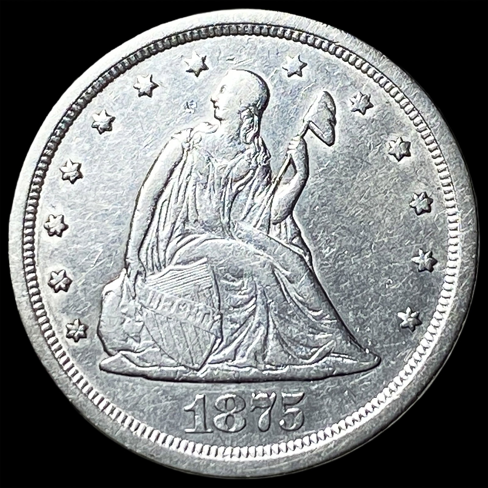 1875-S Silver Twenty Cents CLOSELY UNCIRCULATED: 1875-S Silver Twenty Cents CLOSELY UNCIRCULATED
