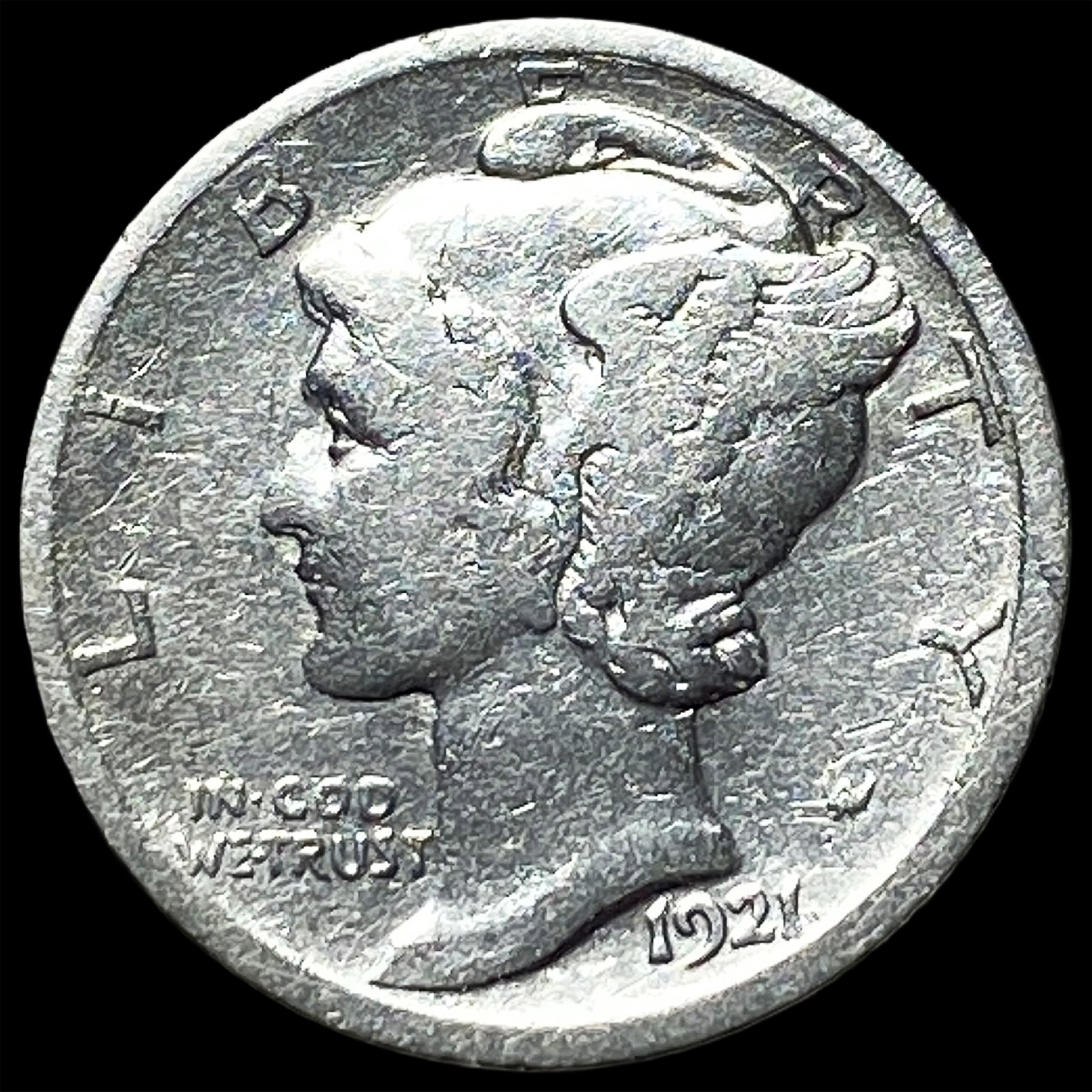 1921 Silver Mercury Dime LIGHTLY CIRCULATED: 1921 Silver Mercury Dime LIGHTLY CIRCULATED