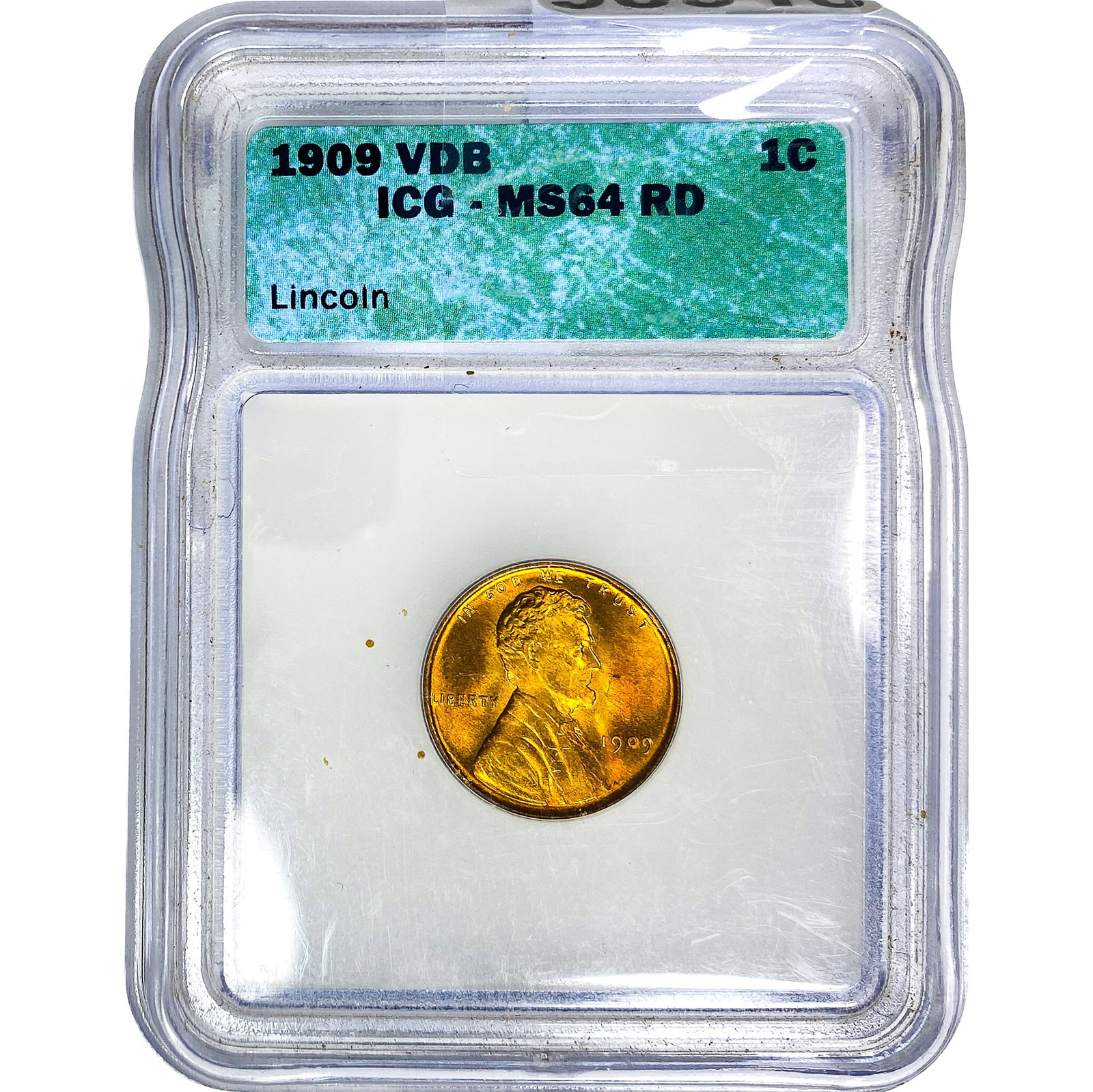 1909 VDB Wheat Cent ICG MS64 RD: 1909 VDB Wheat Cent ICG MS64 RD
