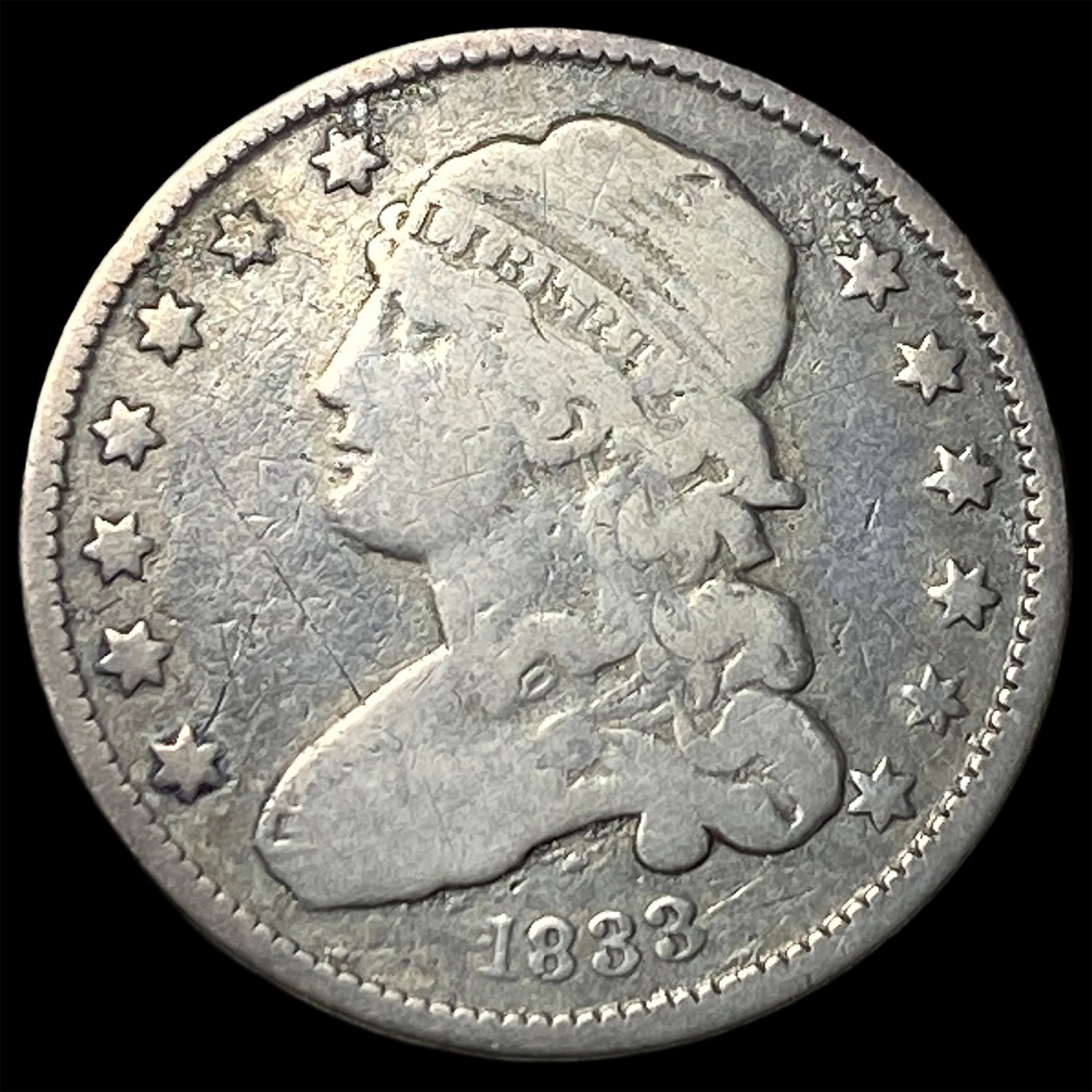 1833 Capped Bust Silver Quarter NICELY CIRCULATED: 1833 Capped Bust Silver Quarter NICELY CIRCULATED