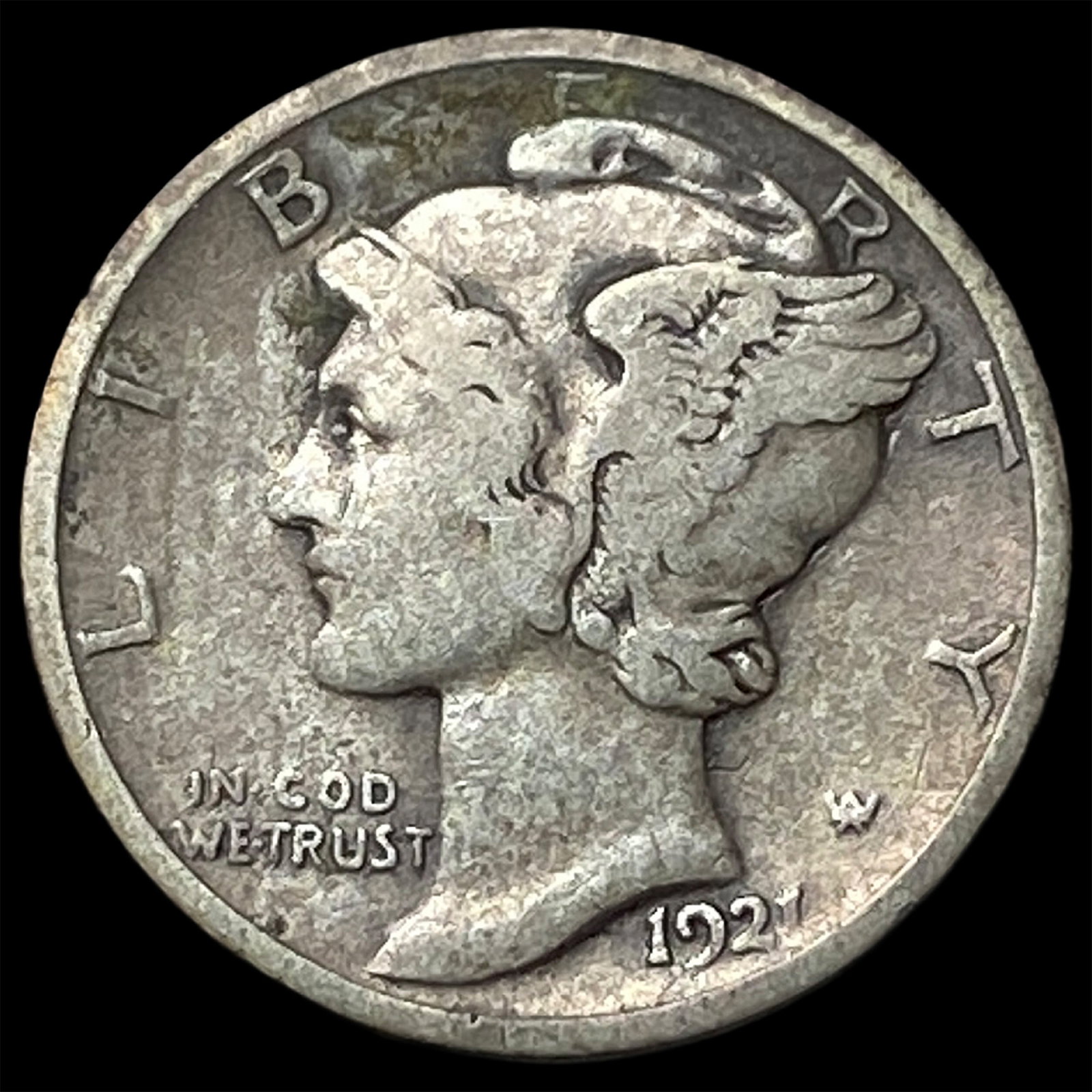1921 Silver Mercury Dime LIGHTLY CIRCULATED: 1921 Silver Mercury Dime LIGHTLY CIRCULATED