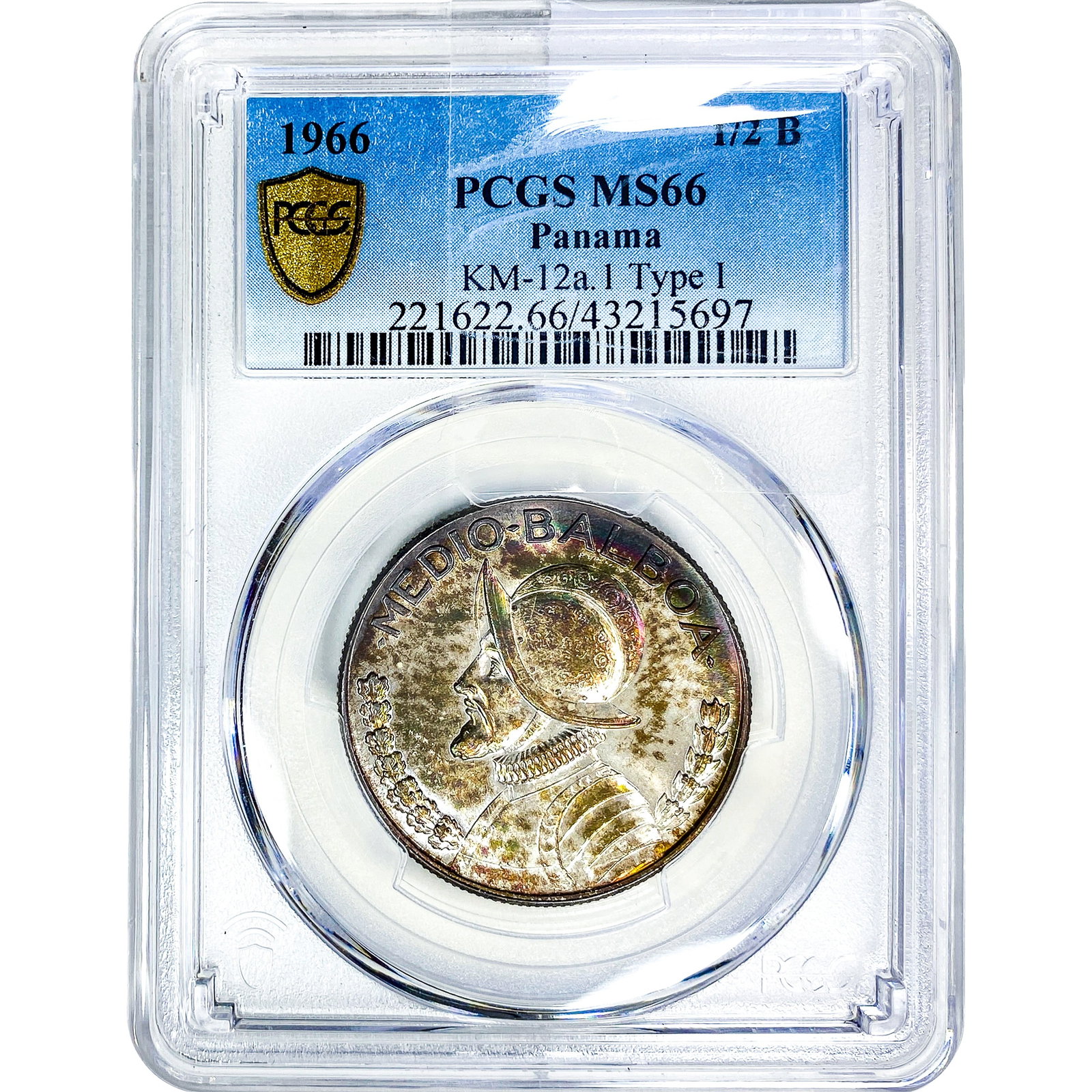 1966 1/2 B Panama PCGS MS66 Type 1: 1966 1/2 B Panama PCGS MS66 Type 1