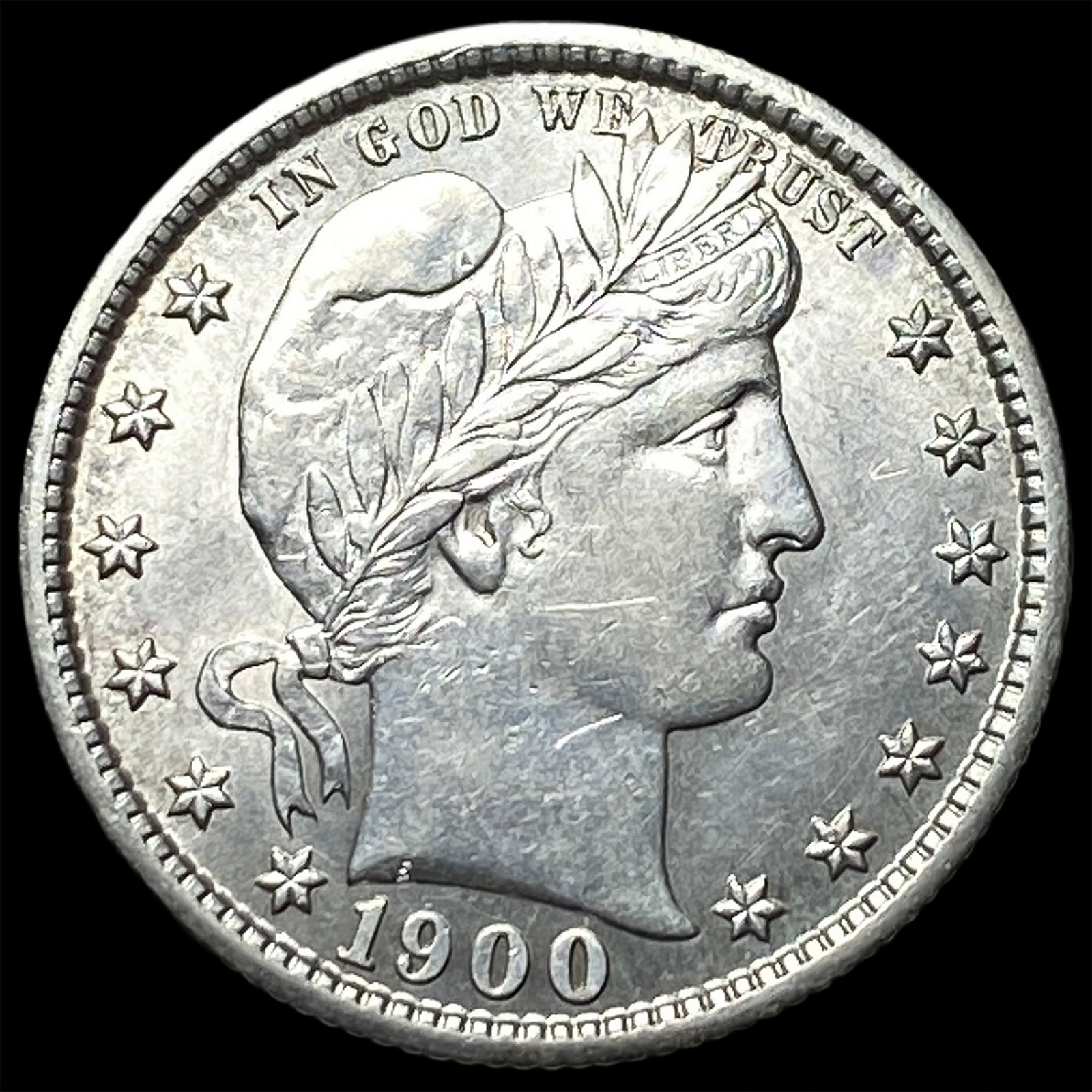 1900-S Silver Barber Quarter UNCIRCULATED: 1900-S Silver Barber Quarter UNCIRCULATED