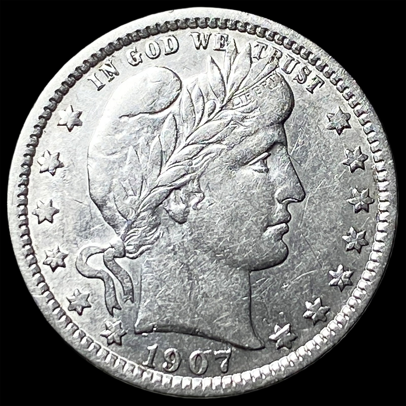 1907 Silver Barber Quarter NEARLY UNCIRCULATED: 1907 Silver Barber Quarter NEARLY UNCIRCULATED