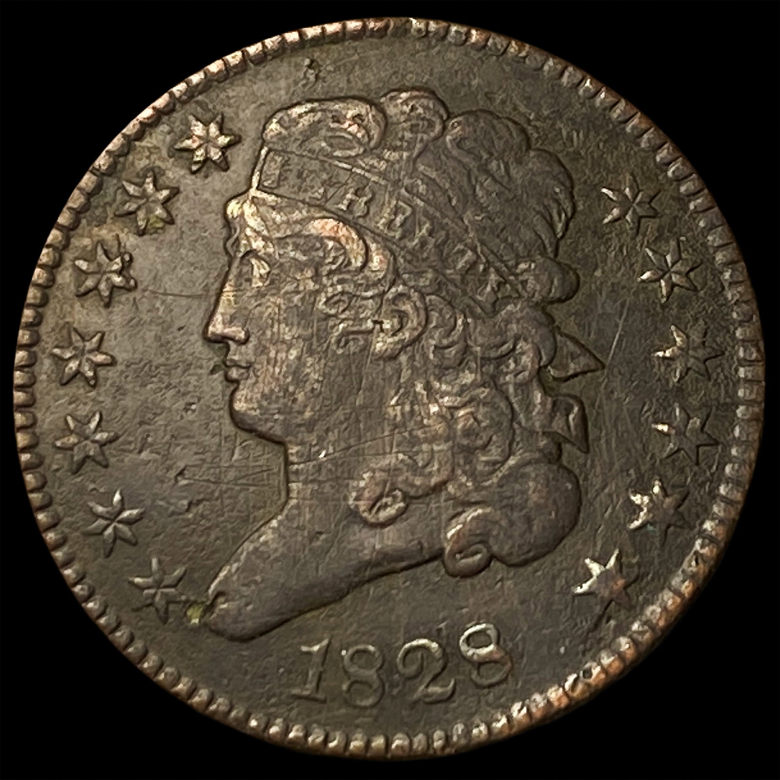1828 Classic Head Half Cent LIGHTLY CIRCULATED: 1828 Classic Head Half Cent LIGHTLY CIRCULATED
