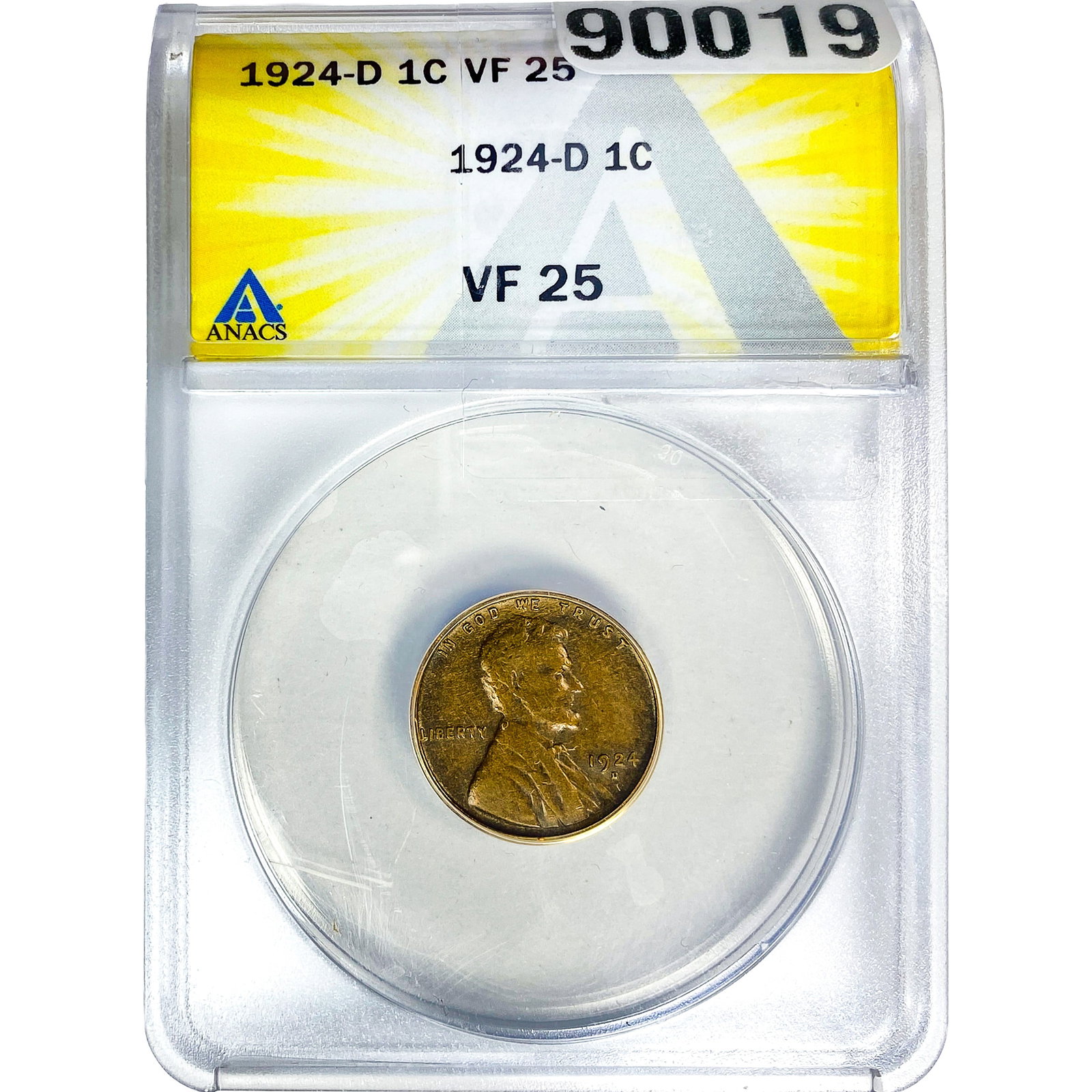 1924-D Wheat Cent ANACS VF25: 1924-D Wheat Cent ANACS VF25
