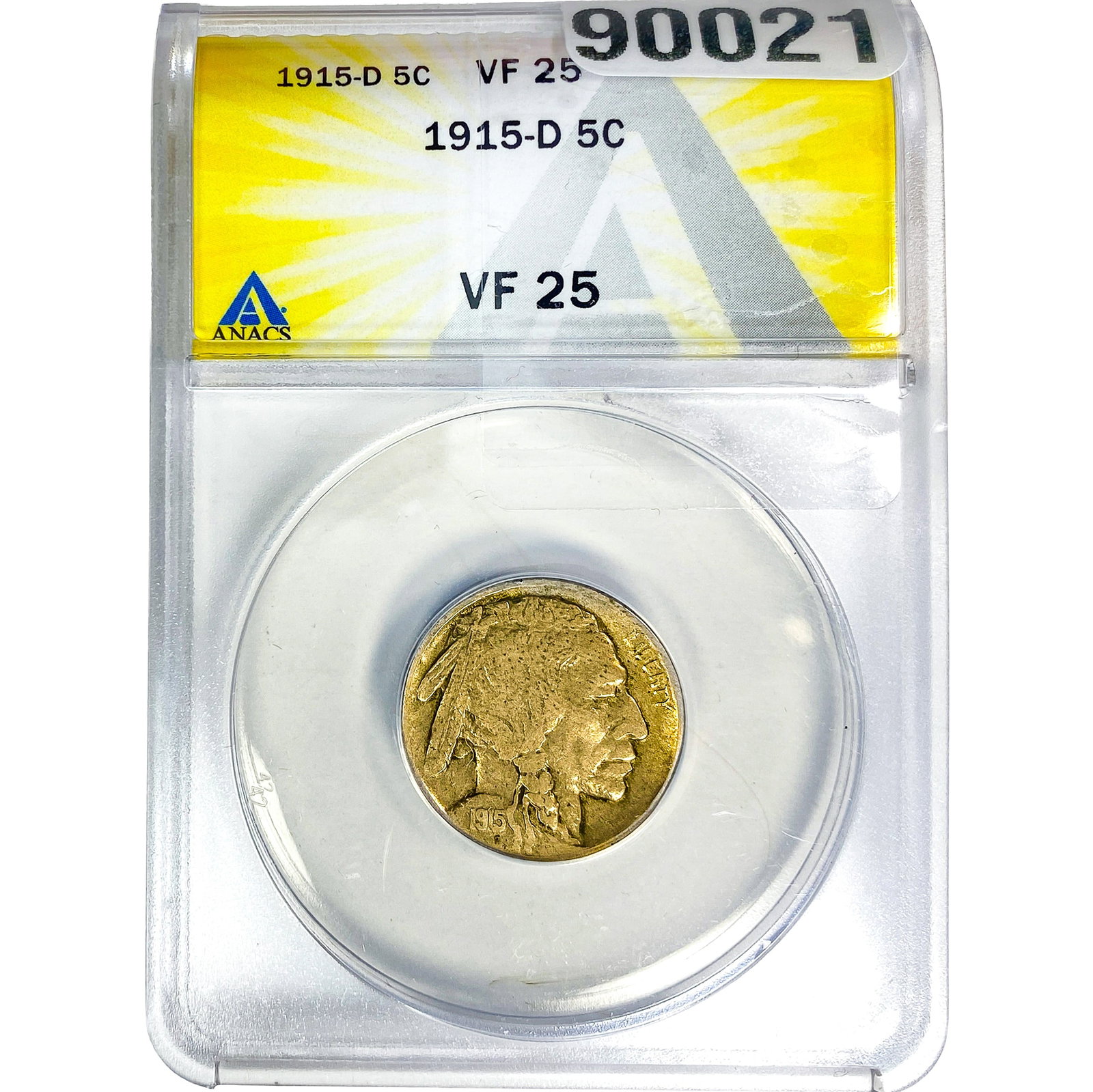 1915-D Buffalo Nickel ANACS VF25: 1915-D Buffalo Nickel ANACS VF25