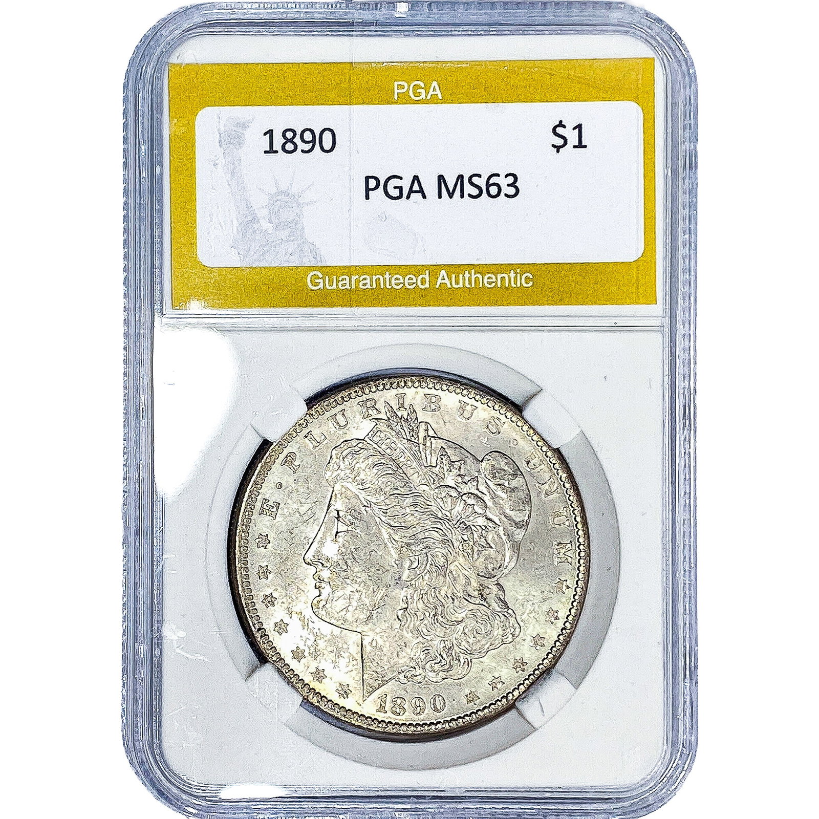 1890 Morgan Silver Dollar PGA MS63: 1890 Morgan Silver Dollar PGA MS63