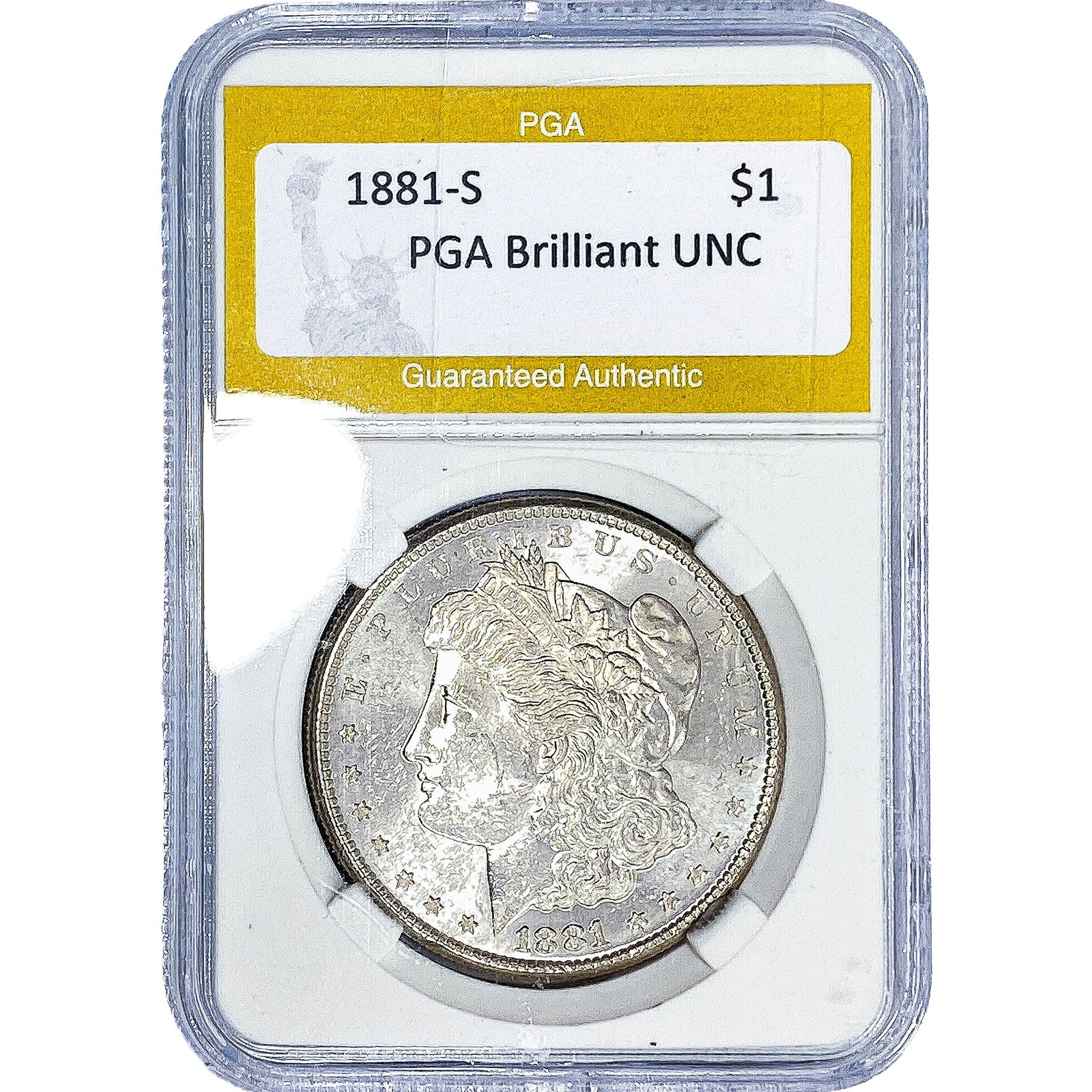 1881-S Morgan Silver Dollar PGA Brilliant UNC: 1881-S Morgan Silver Dollar PGA Brilliant UNC