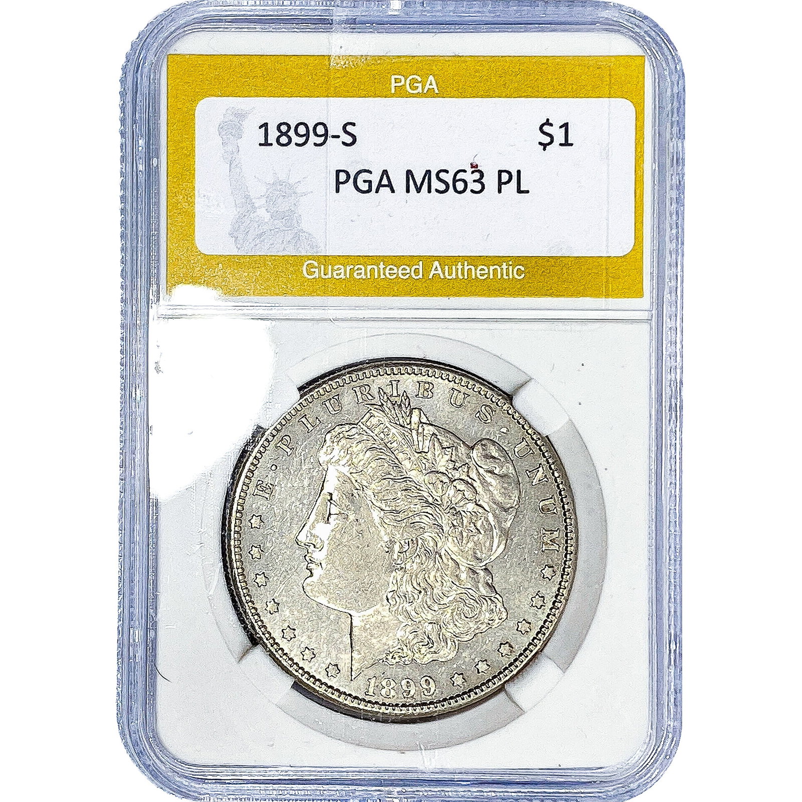 1899-S Morgan Silver Dollar PGA MS63 PL: 1899-S Morgan Silver Dollar PGA MS63 PL