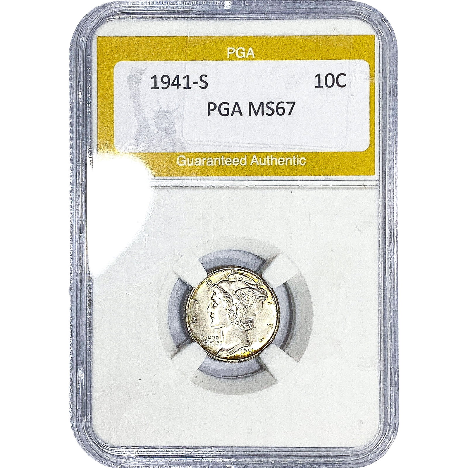 1941-S Mercury Silver Dime PGA MS67: 1941-S Mercury Silver Dime PGA MS67