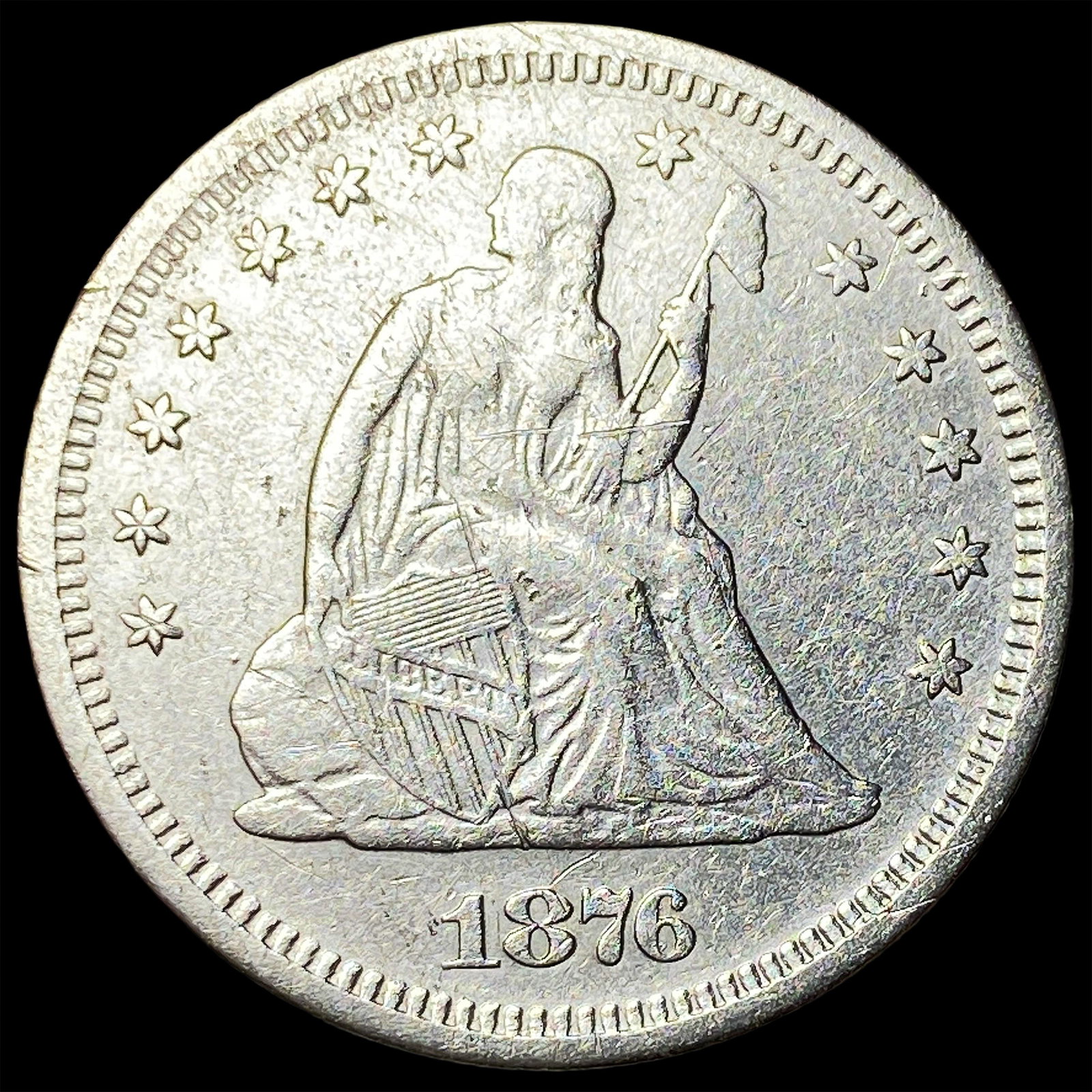 1876-S Silver Seated Liberty Quarter NEARLY UNCIRCULATED: 1876-S Silver Seated Liberty Quarter NEARLY UNCIRCULATED