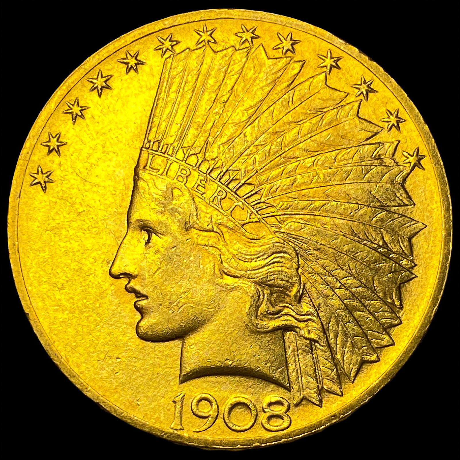 1908 No Motto Indian Head $10 Gold Eagle CLOSELY UNCIRCULATED: 1908 No Motto Indian Head $10 Gold Eagle CLOSELY UNCIRCULATED