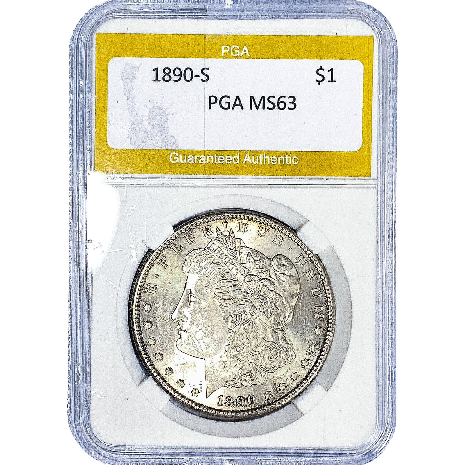 1890-S Morgan Silver Dollar PGA MS63: 1890-S Morgan Silver Dollar PGA MS63