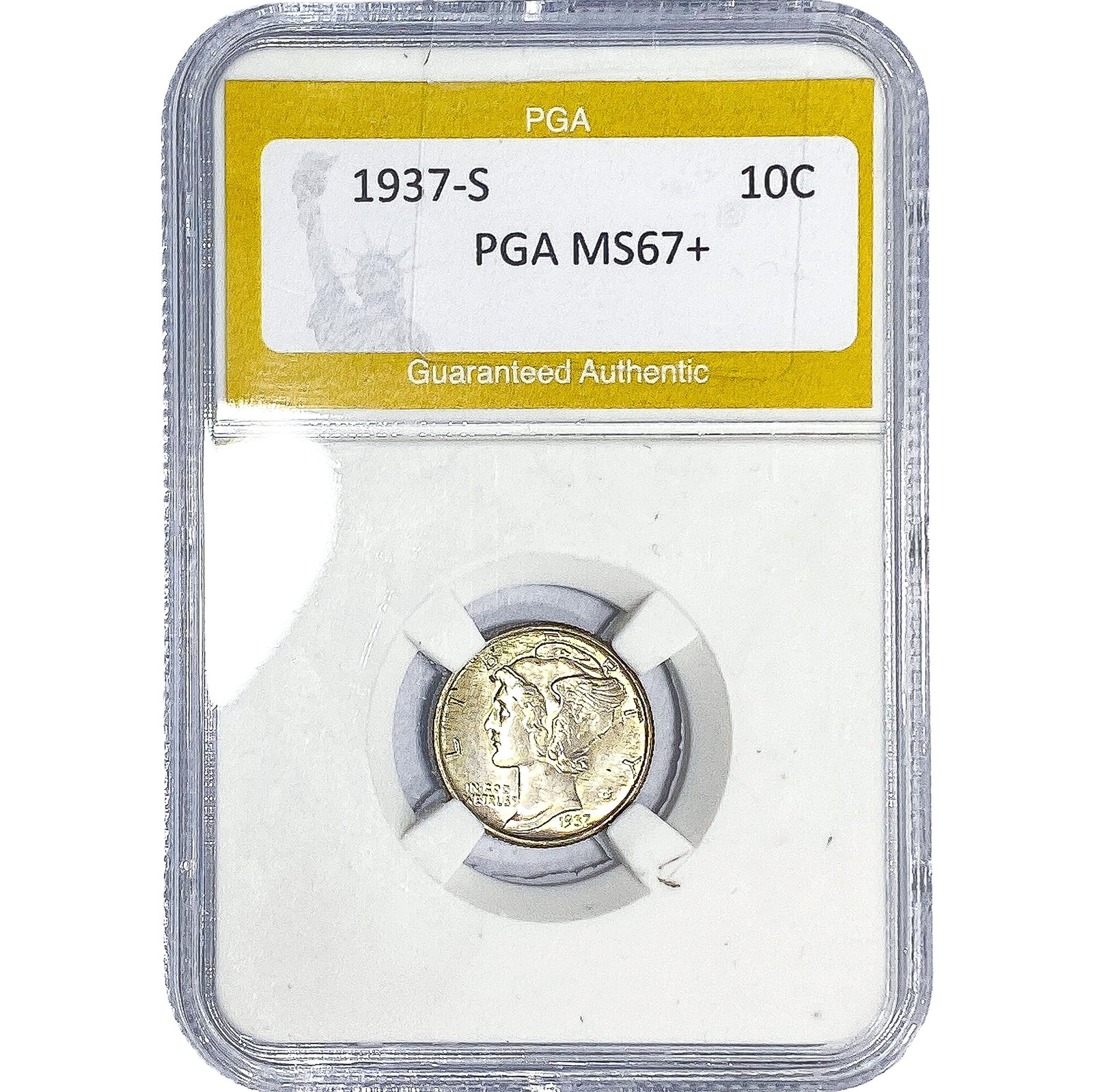 1937-S Mercury Silver Dime PGA MS67+: 1937-S Mercury Silver Dime PGA MS67+