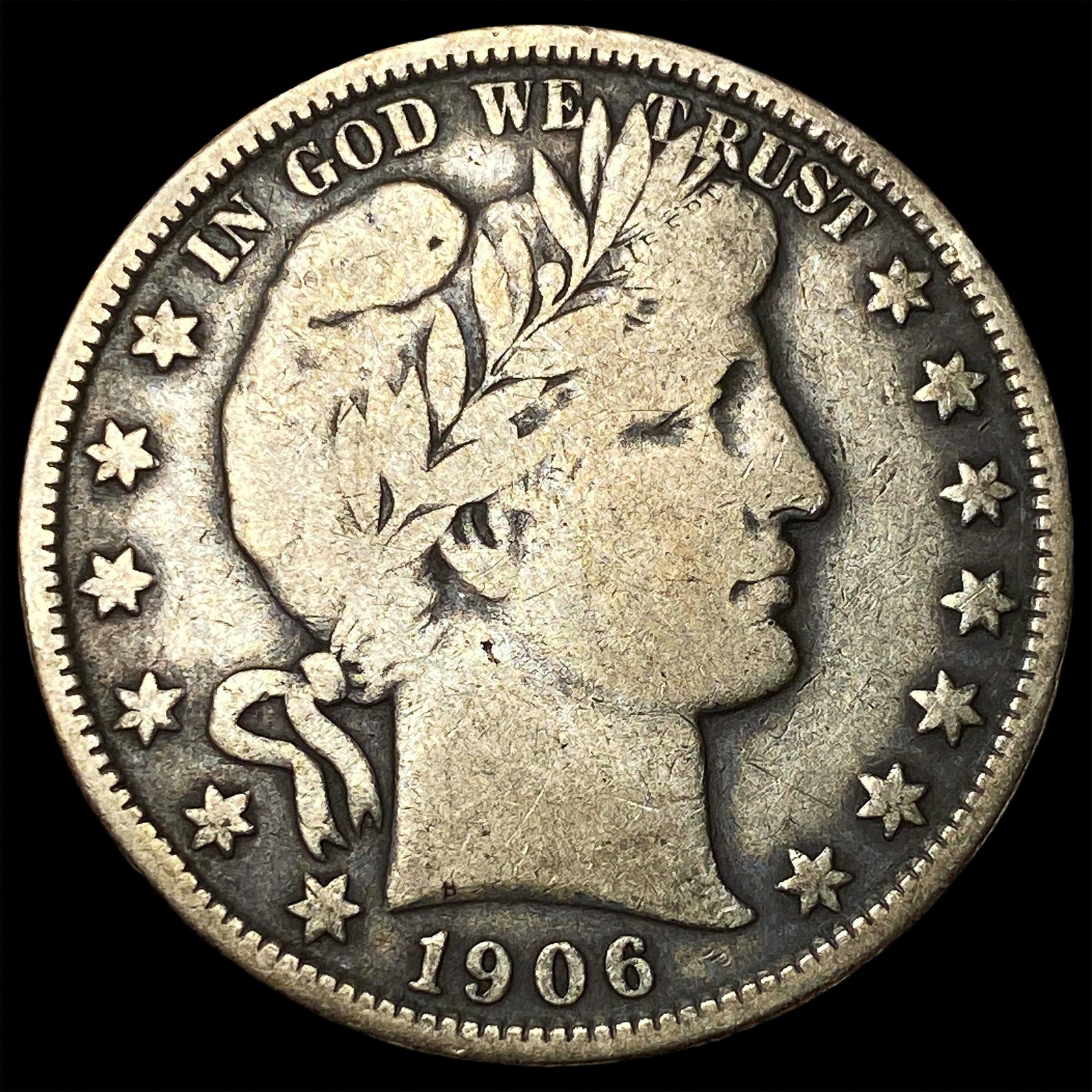 1906-S Silver Half Dollar Barber LIGHTLY CIRCULATED: 1906-S Silver Half Dollar Barber LIGHTLY CIRCULATED