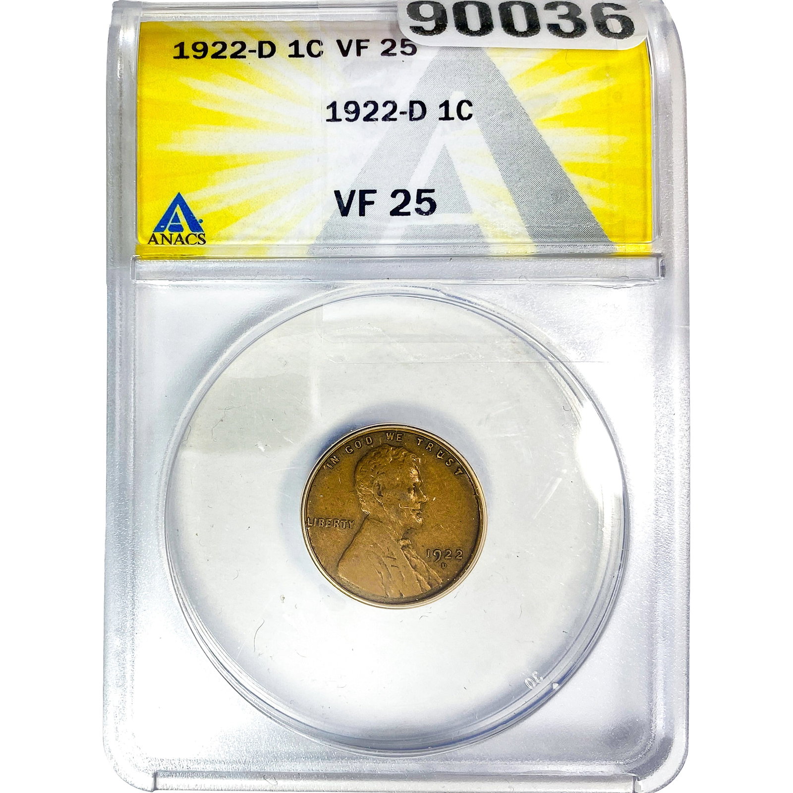 1922-D Wheat Cent ANACS VF25: 1922-D Wheat Cent ANACS VF25