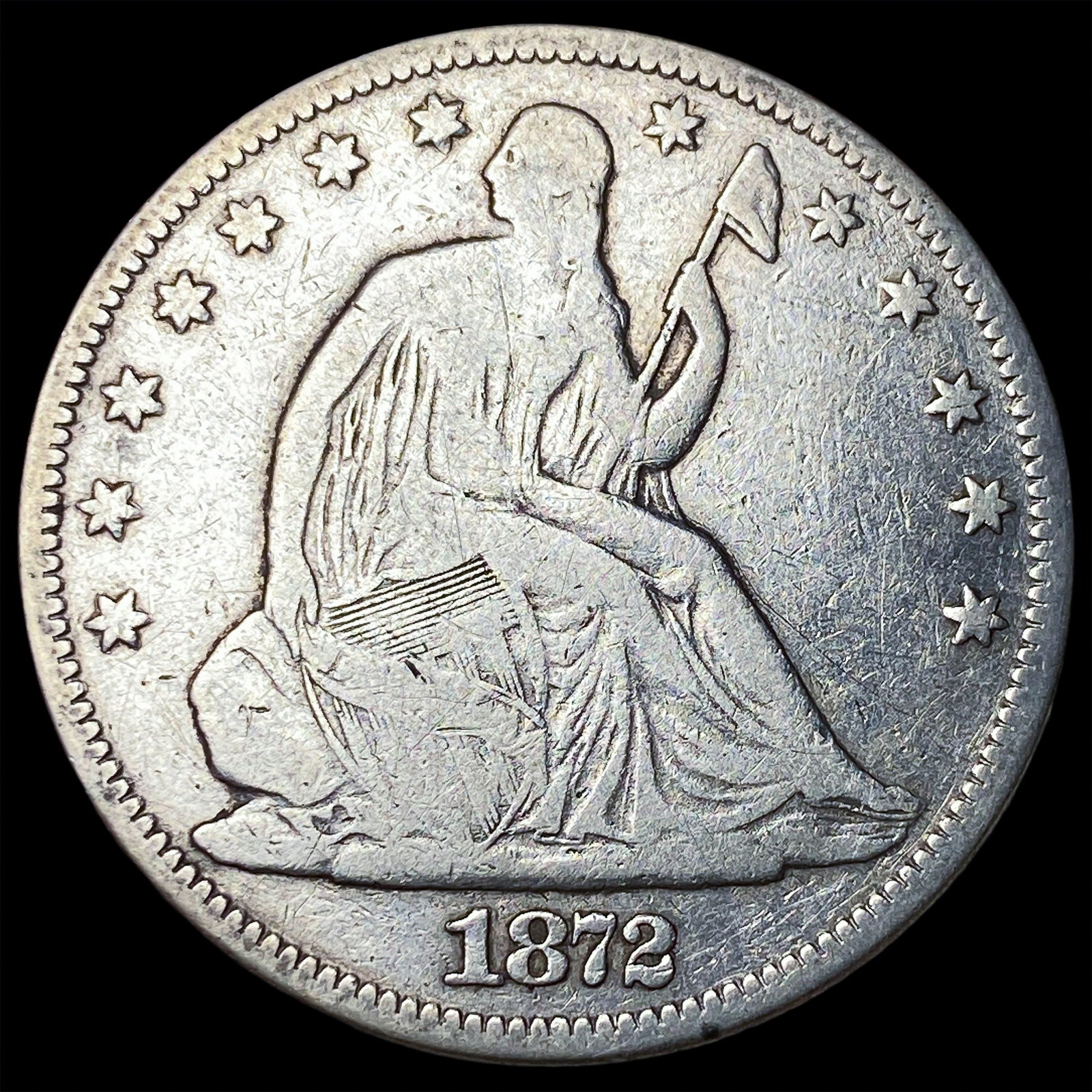 1872 Seated Liberty Half Dollar ABOUT UNCIRCULATED: 1872 Seated Liberty Half Dollar ABOUT UNCIRCULATED