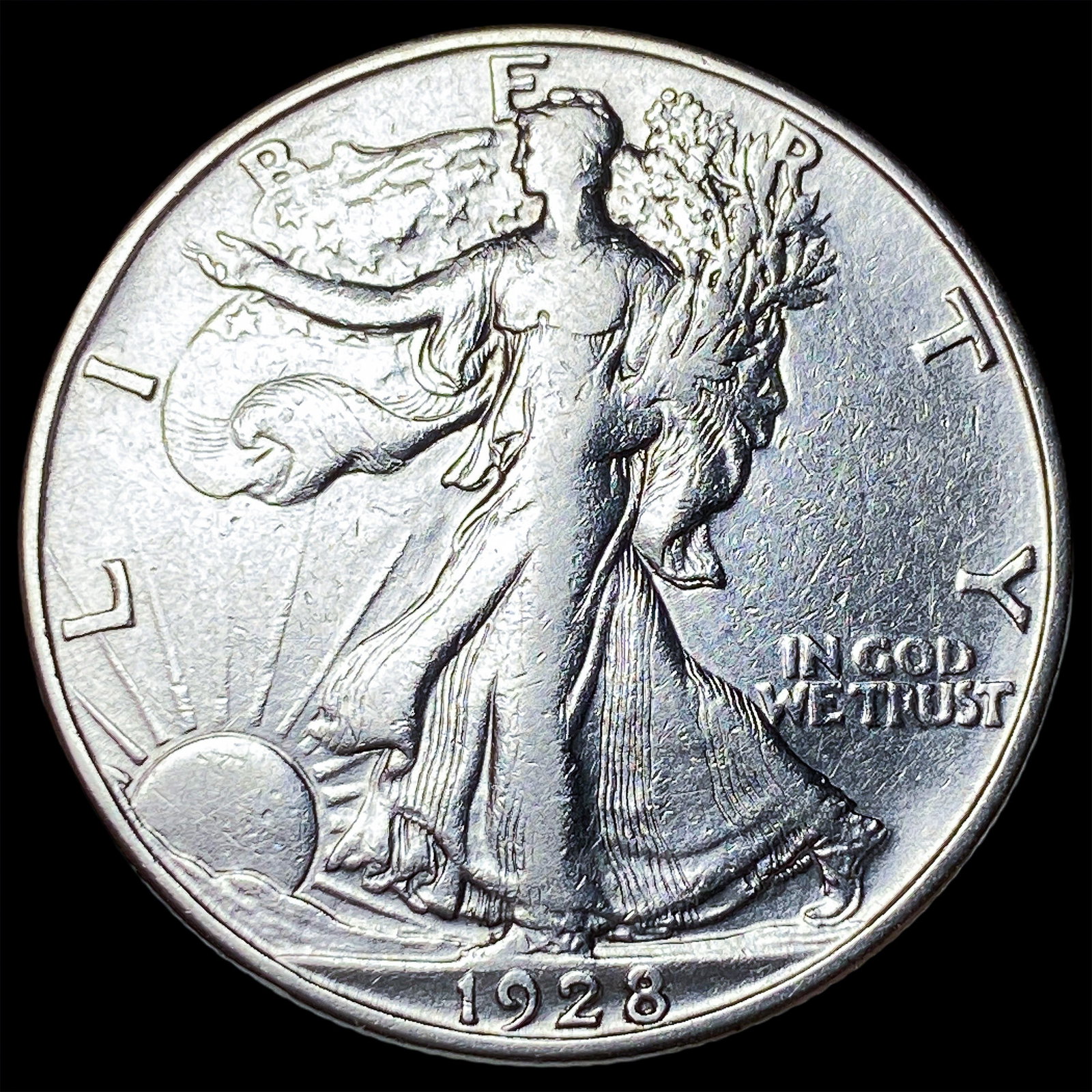 1928-S Silver Walking Liberty Half Dollar NEARLY UNCIRCULATED: 1928-S Silver Walking Liberty Half Dollar NEARLY UNCIRCULATED