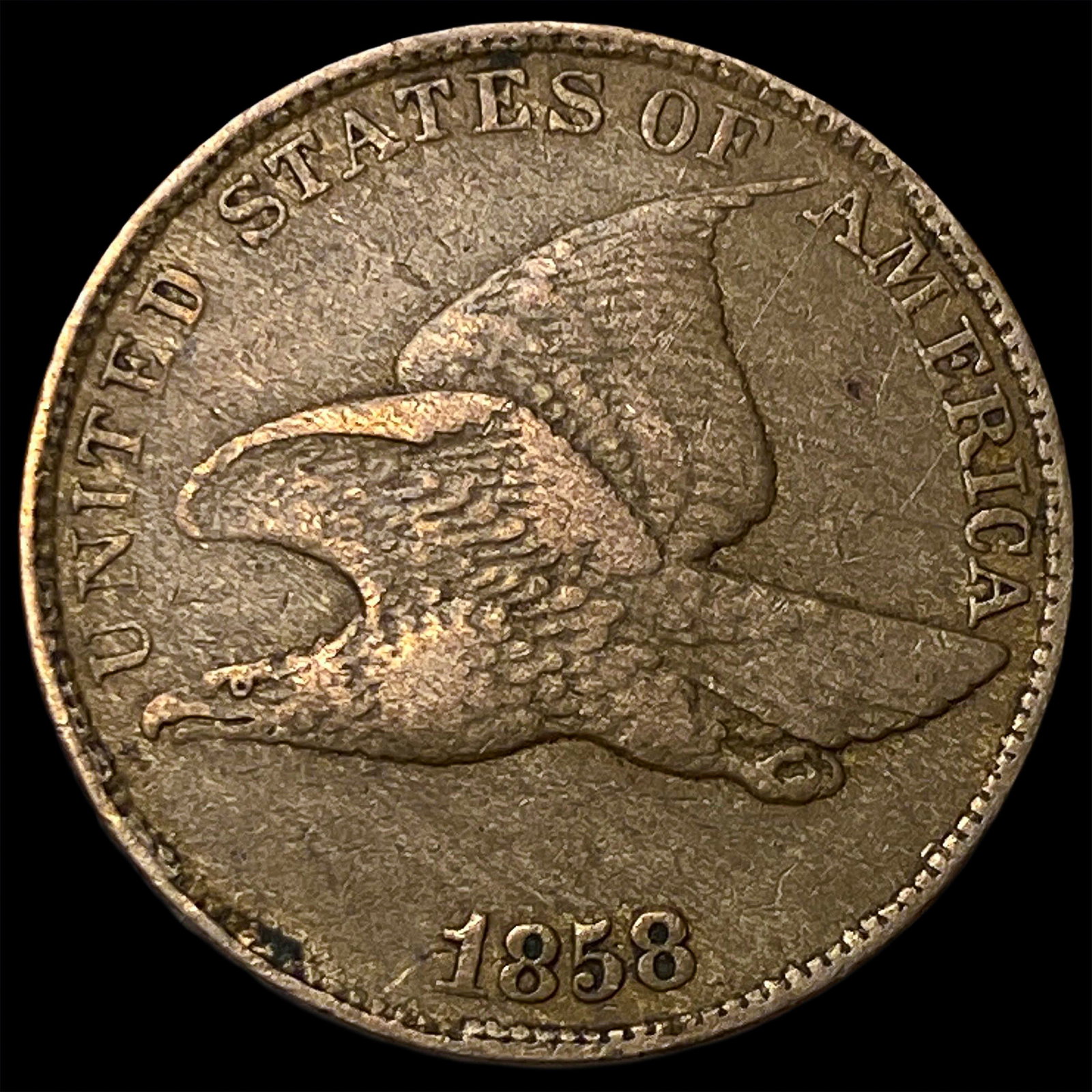 1858 Copper-Nickel Flying Eagle Cent NEARLY UNCIRCULATED: 1858 Copper-Nickel Flying Eagle Cent NEARLY UNCIRCULATED