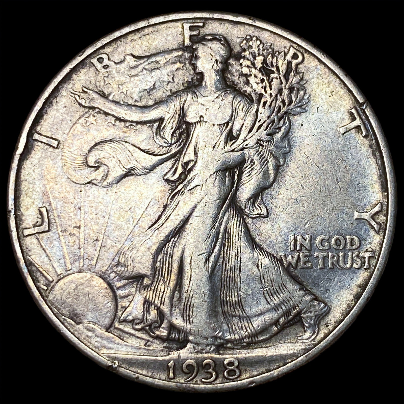 1938-D Silver Walking Liberty Half Dollar NEARLY UNCIRCULATED: 1938-D Silver Walking Liberty Half Dollar NEARLY UNCIRCULATED