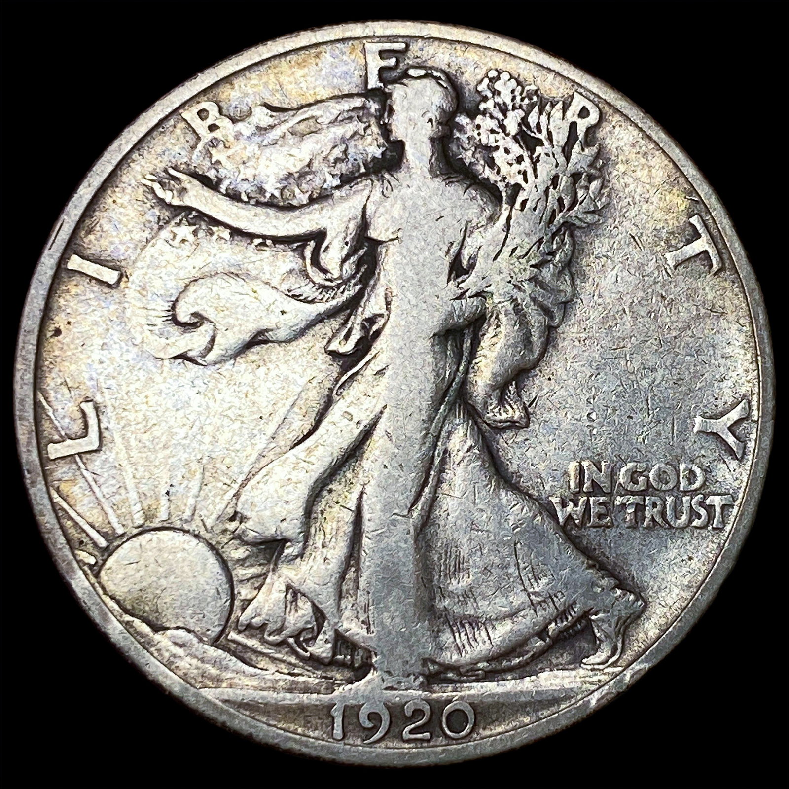 1920-S Silver Walking Liberty Half Dollar ABOUT UNCIRCULATED: 1920-S Silver Walking Liberty Half Dollar ABOUT UNCIRCULATED