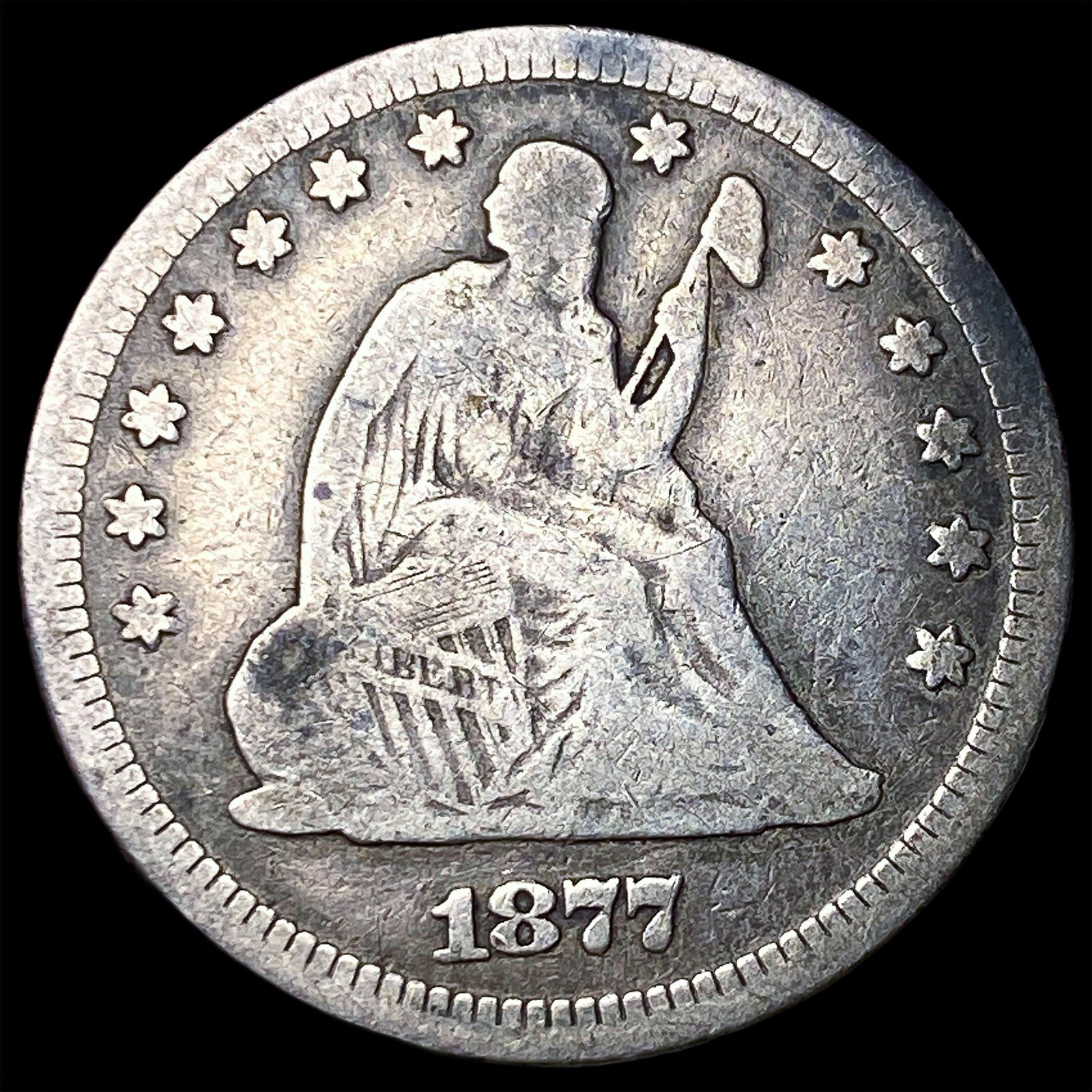 1877 Seated Liberty Quarter NICELY CIRCULATED: 1877 Seated Liberty Quarter NICELY CIRCULATED