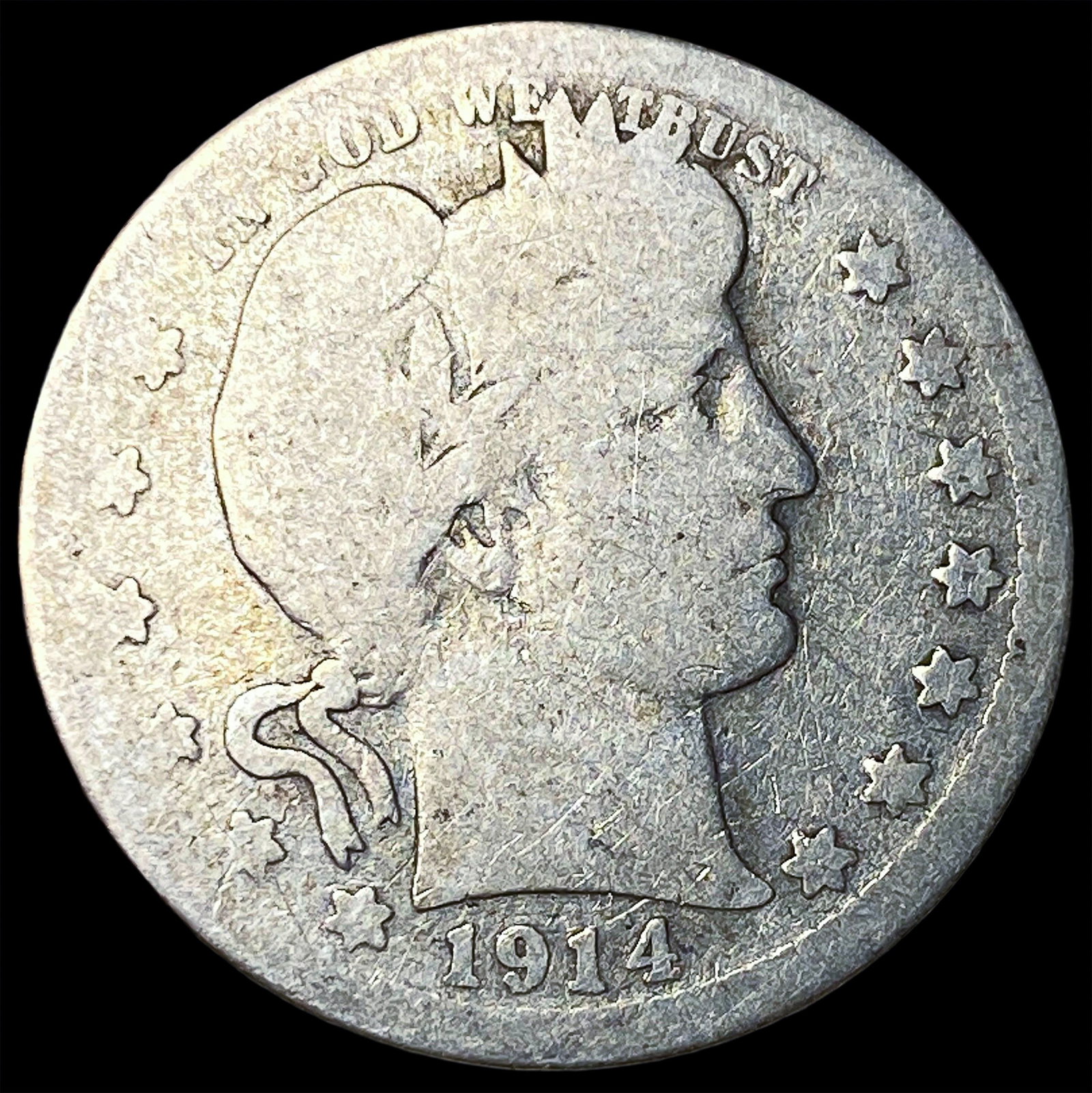 1914 Barber Quarter NICELY CIRCULATED: 1914 Barber Quarter NICELY CIRCULATED